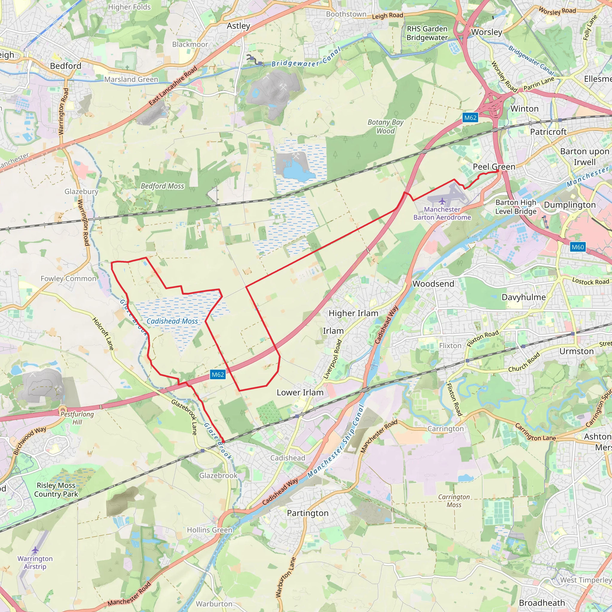 Barton Moss to Glazebrook Walk mobile static map