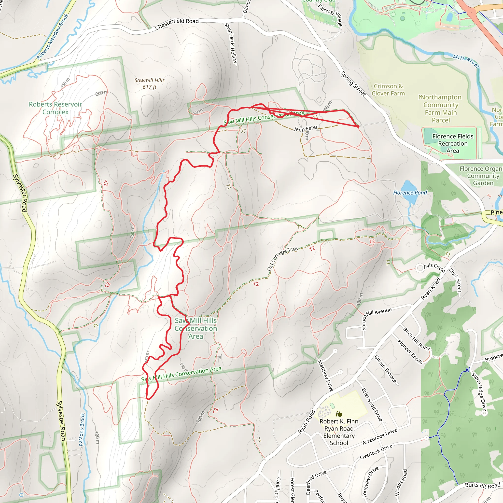 Swamill Hills Trail mobile static map