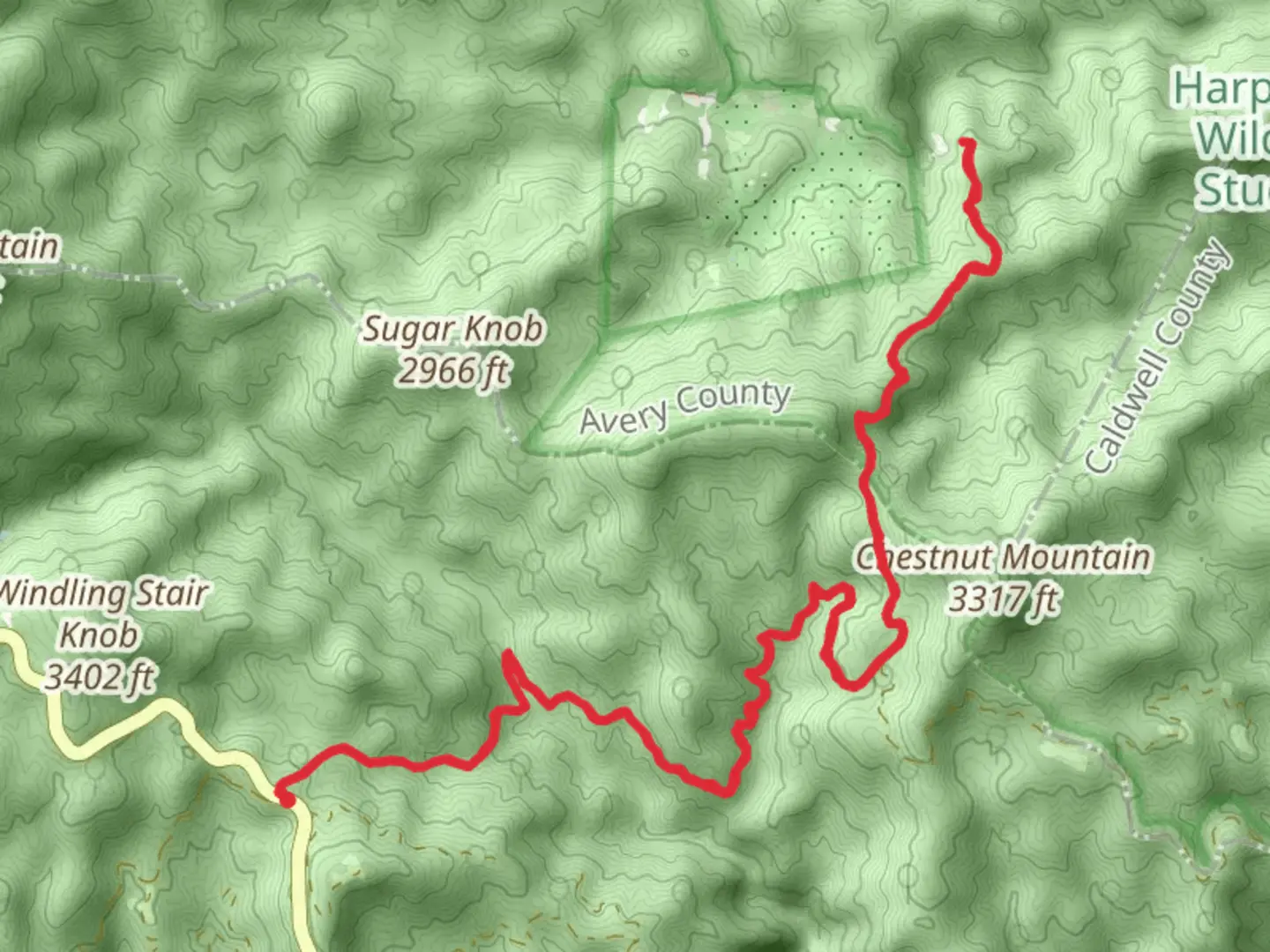An image depicting the trail Greentown and Raider Camp Trail and its surrounding area.