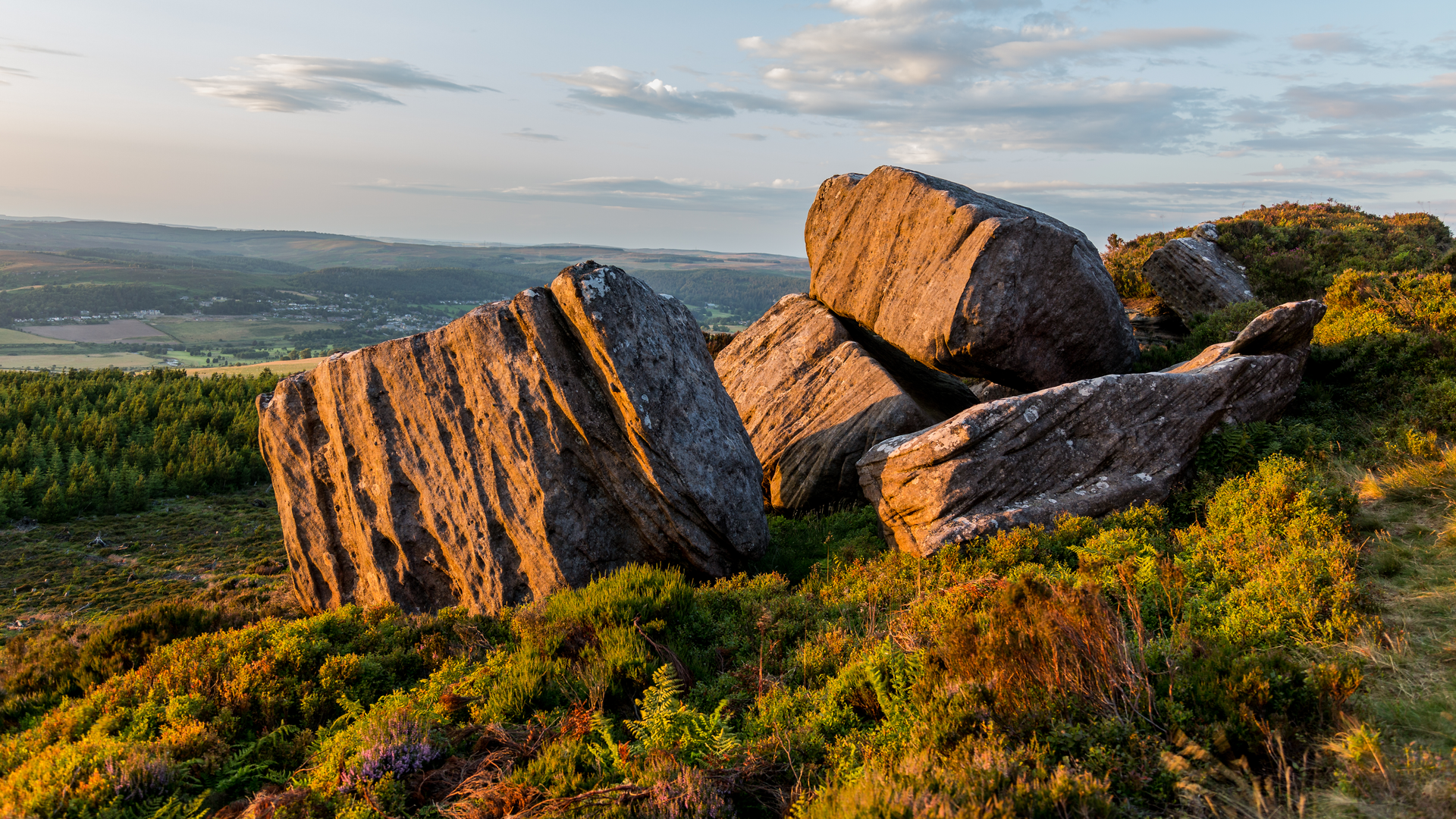 An image depicting the trail Simonside Family Walk and its surrounding area.