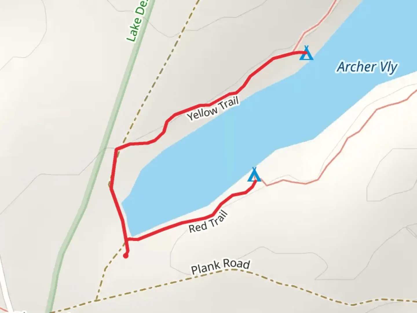 An image depicting the trail Archer Vly - Red and Yellow Trail and its surrounding area.