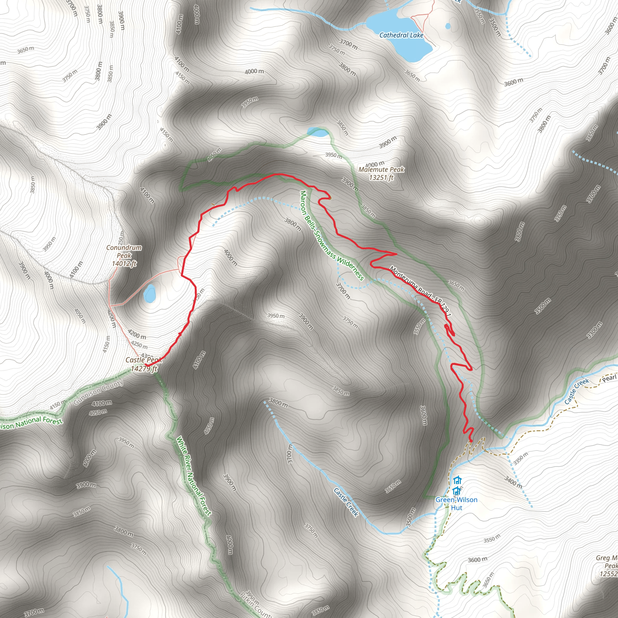 Castle Peak from Montezuma Basin Road mobile static map