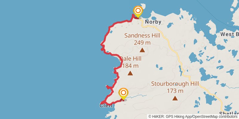 Coastal Walk of Shetland - West stage 33 Map