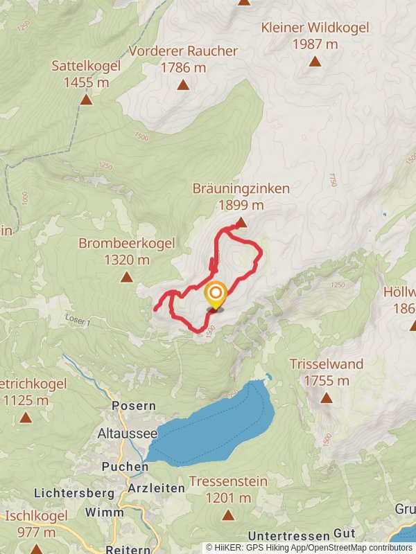 Loser and Bräuning Zinken Peak Loop Trail mobile static map