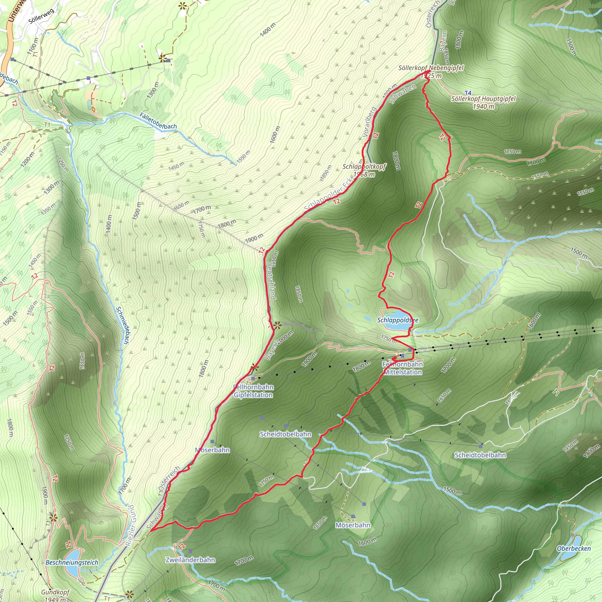 Schlappoldsee and Fellhorn Loop mobile static map