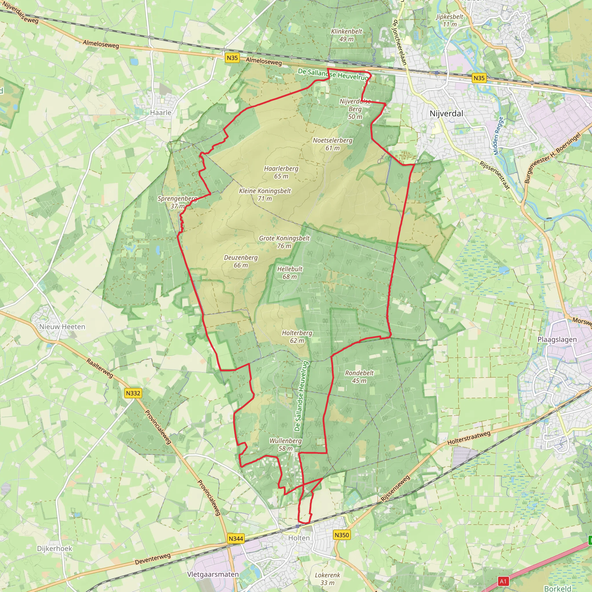 Noetselerberg, Wullenberg and Hexelerbosch Loop mobile static map