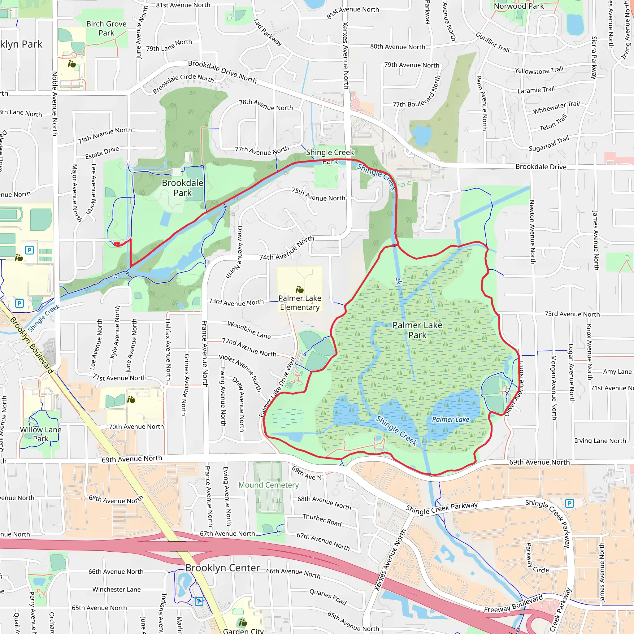 Palmer Lake via Shingle Creek Regional Loop Trail mobile static map