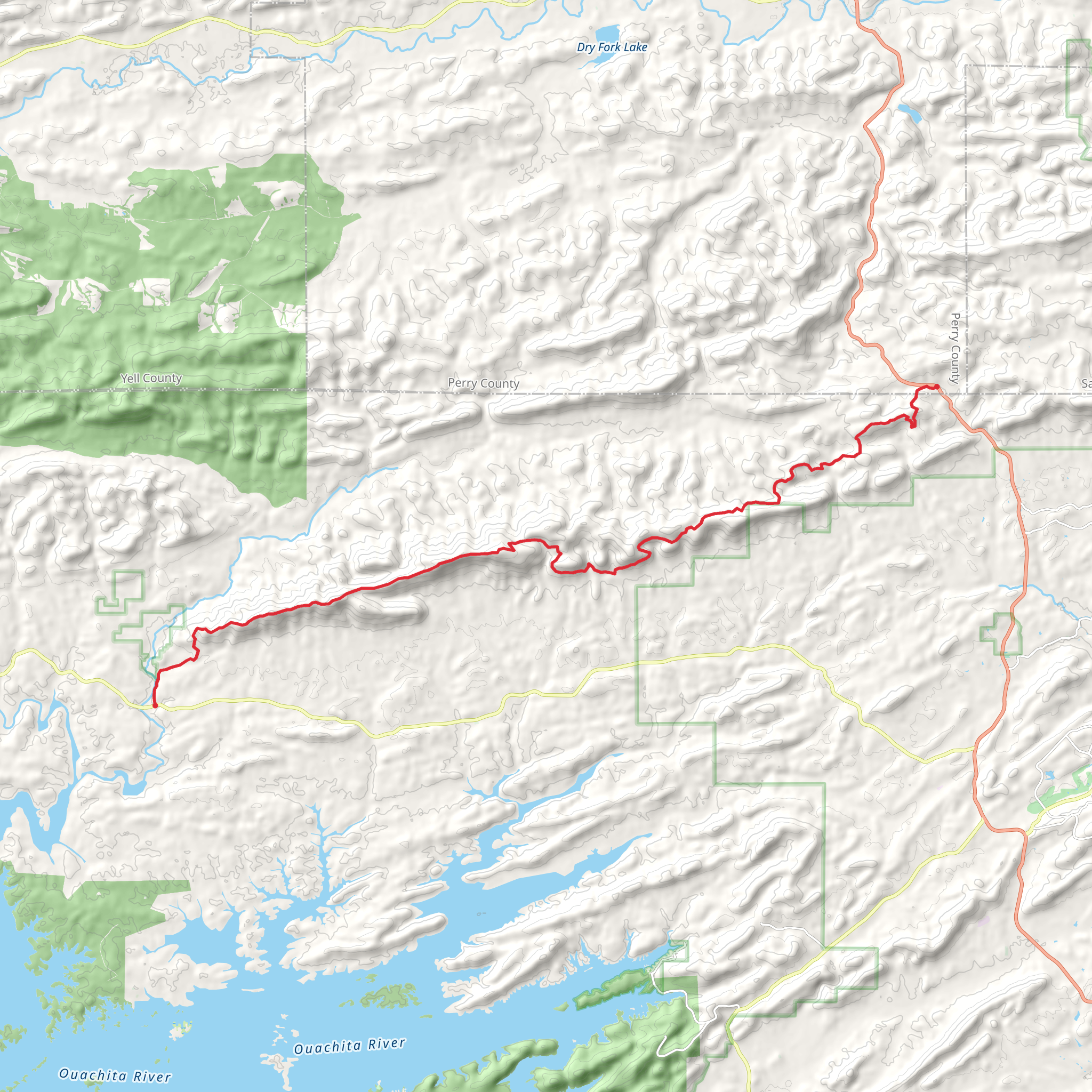 Ouachita Trail and Ouachita Pinnacle mobile static map