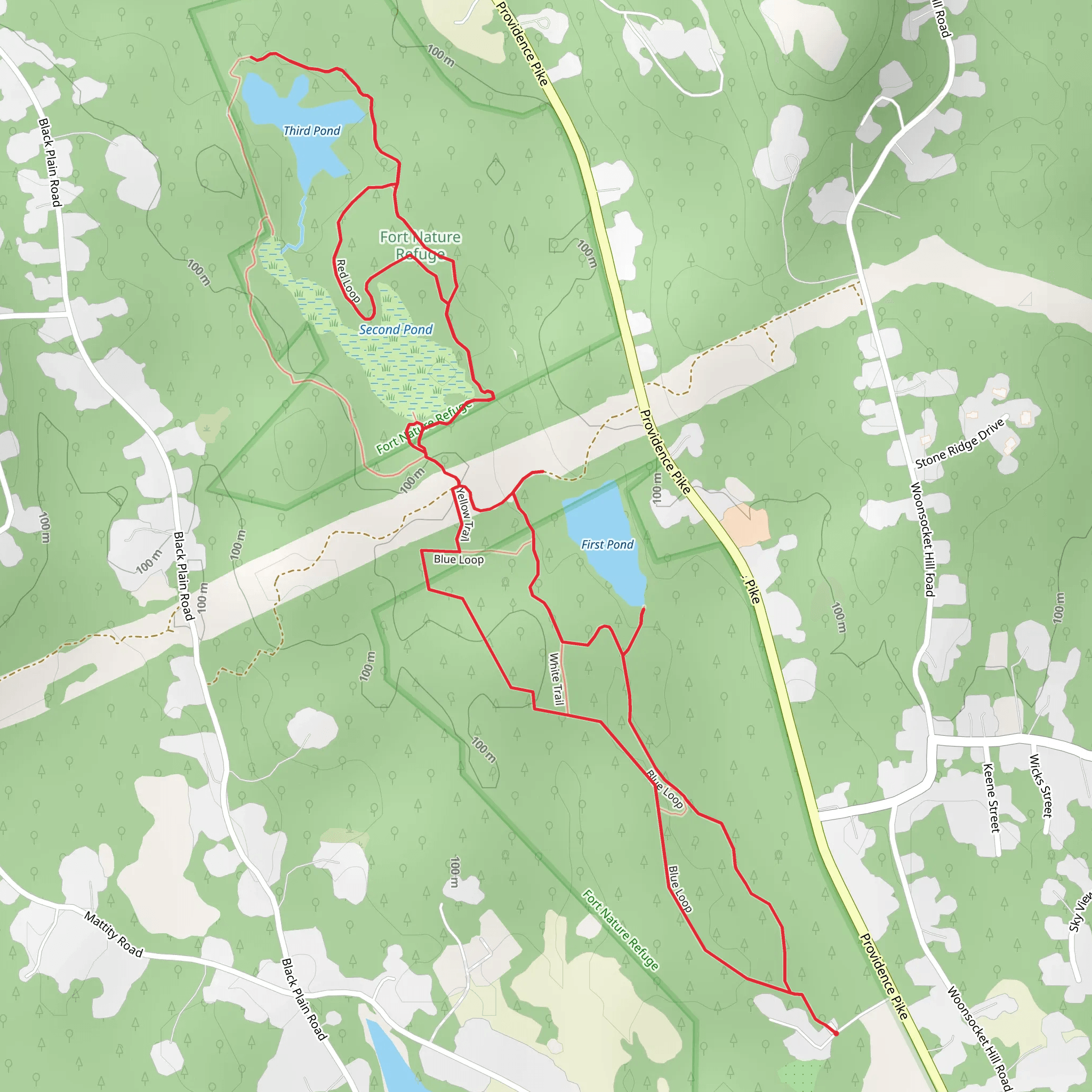 First and Third Ponds Loop mobile static map