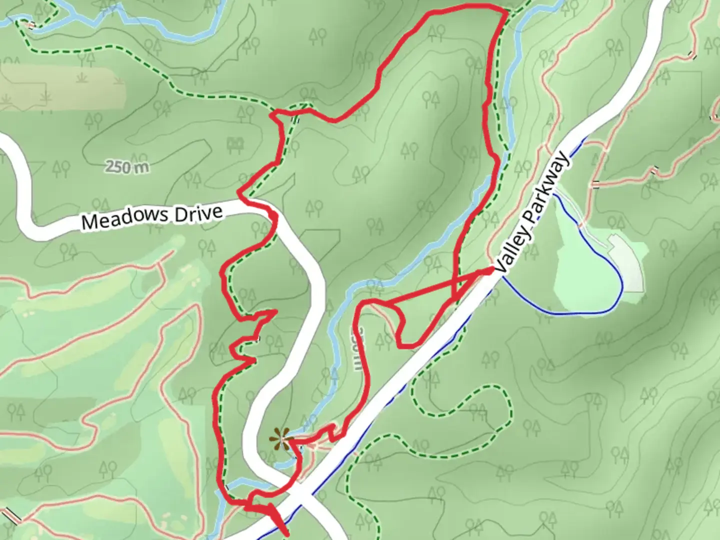 An image depicting the trail Deer Lick Cave Loop Trail and its surrounding area.