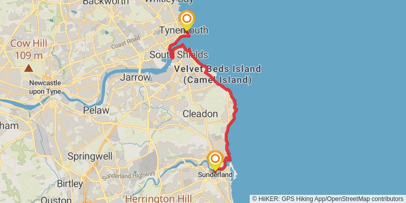England Coast Paths - Northeast stage 10 Map