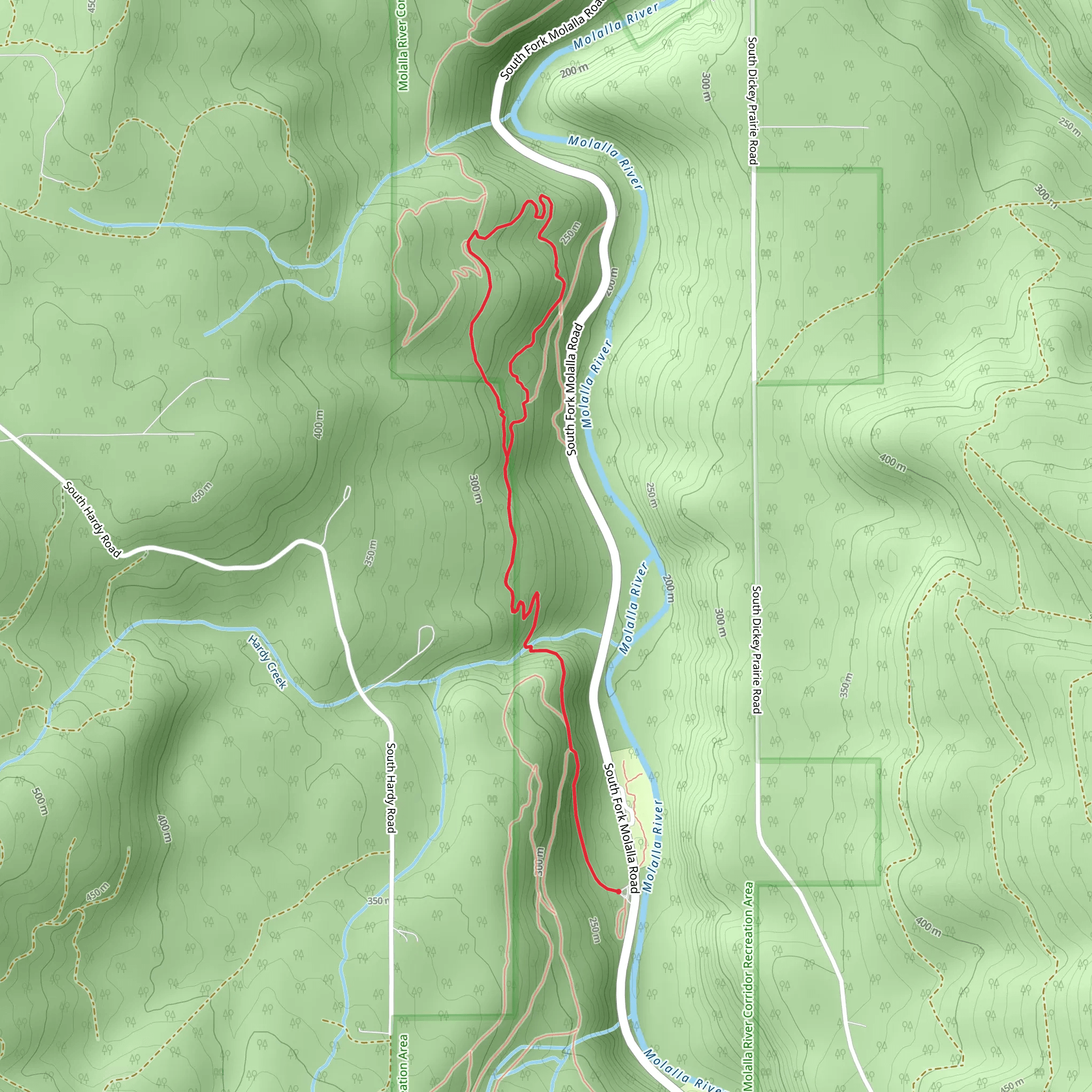 Hardy Creek Trail, Amanda's Trail and Clifford's Crossing Trail Loop mobile static map