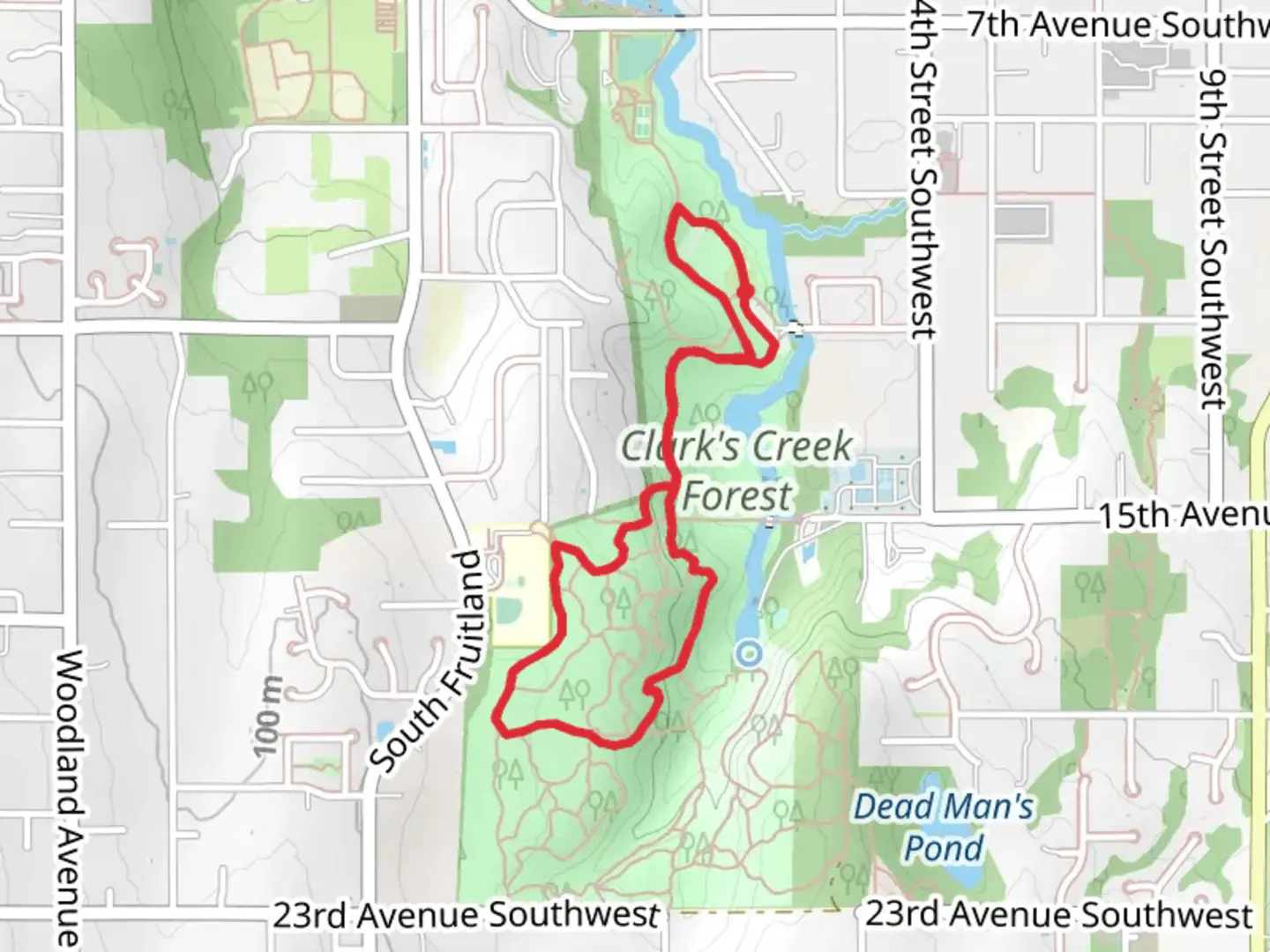 An image depicting the trail Clark's Creek Trail and its surrounding area.