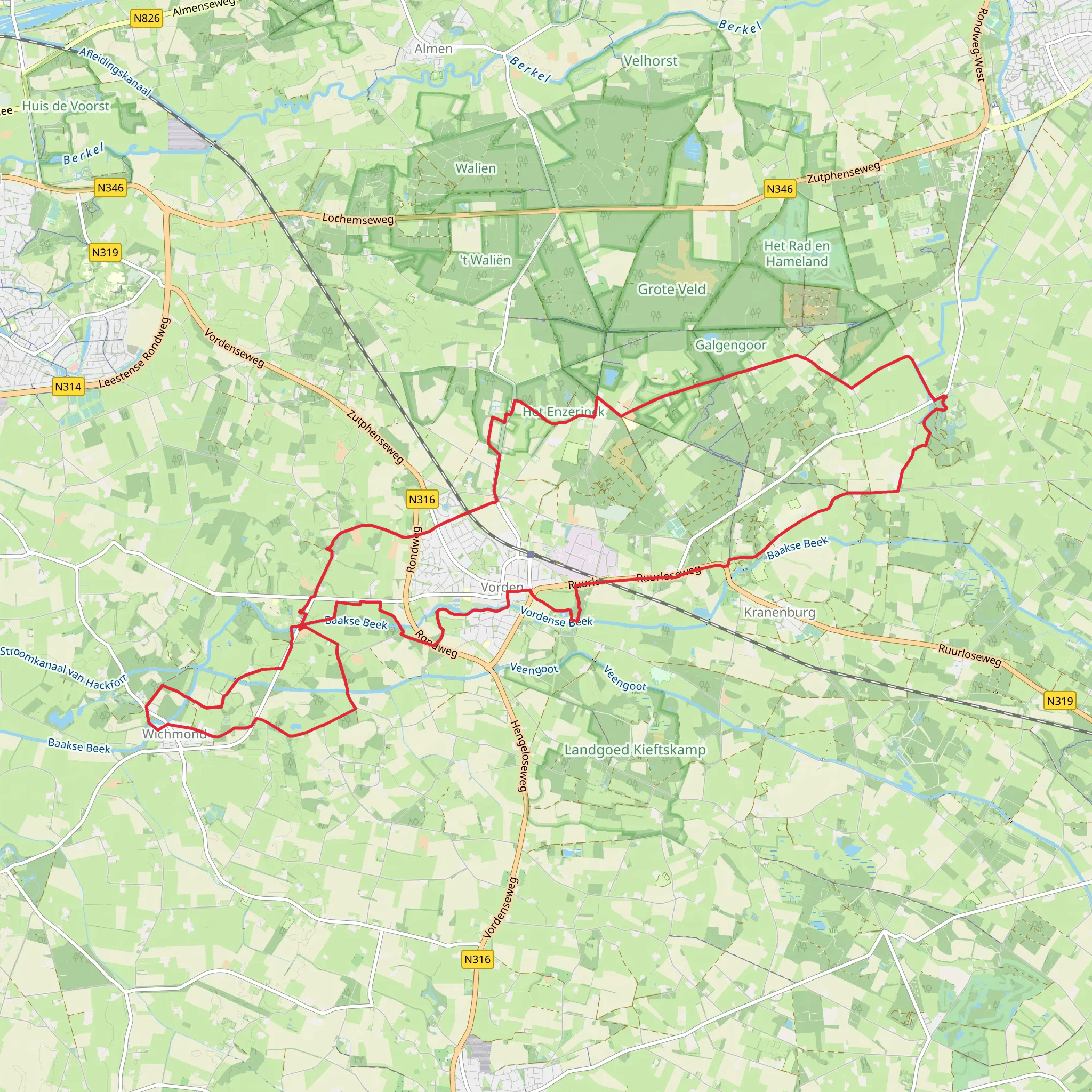 Hackfortse Enk Route and Lokaal Vorden Loop mobile static map