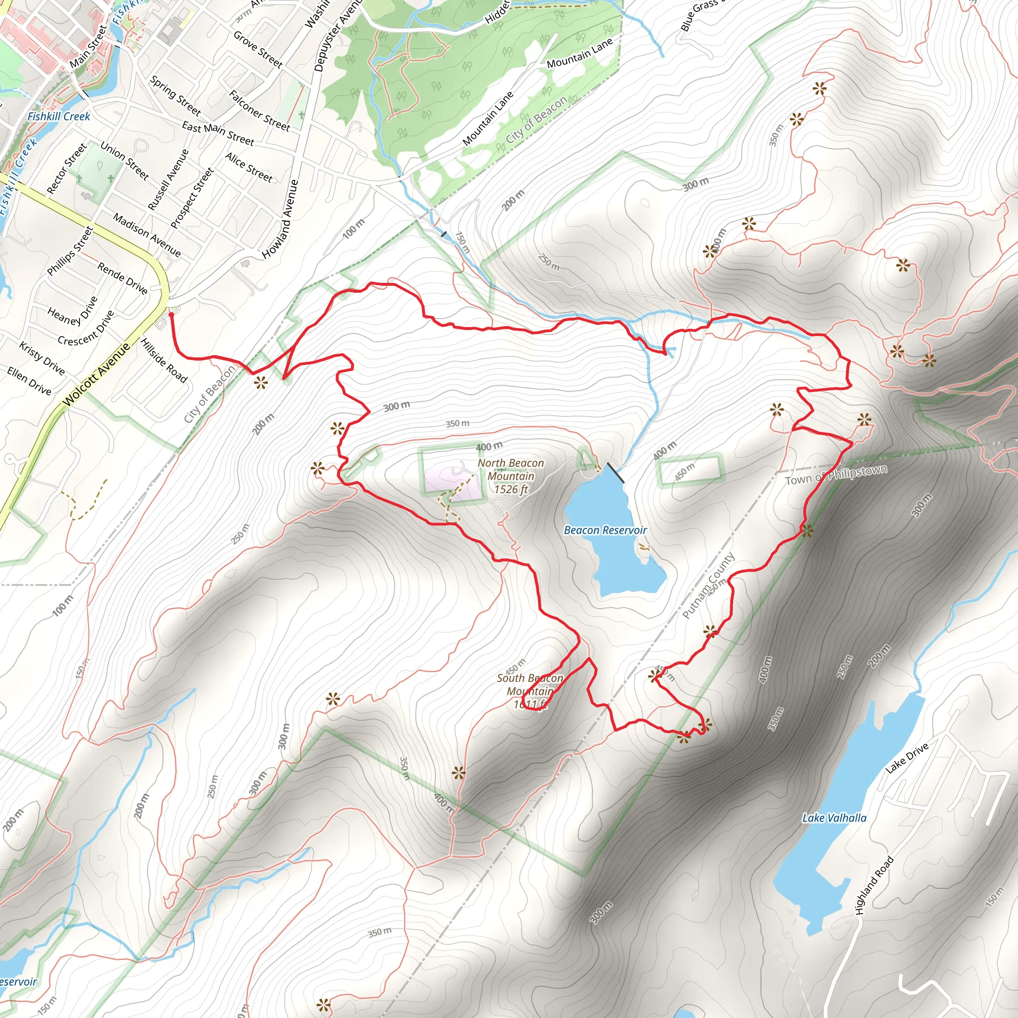 North Beacon Mountain and Beacon Reservoir Loop Trail mobile static map