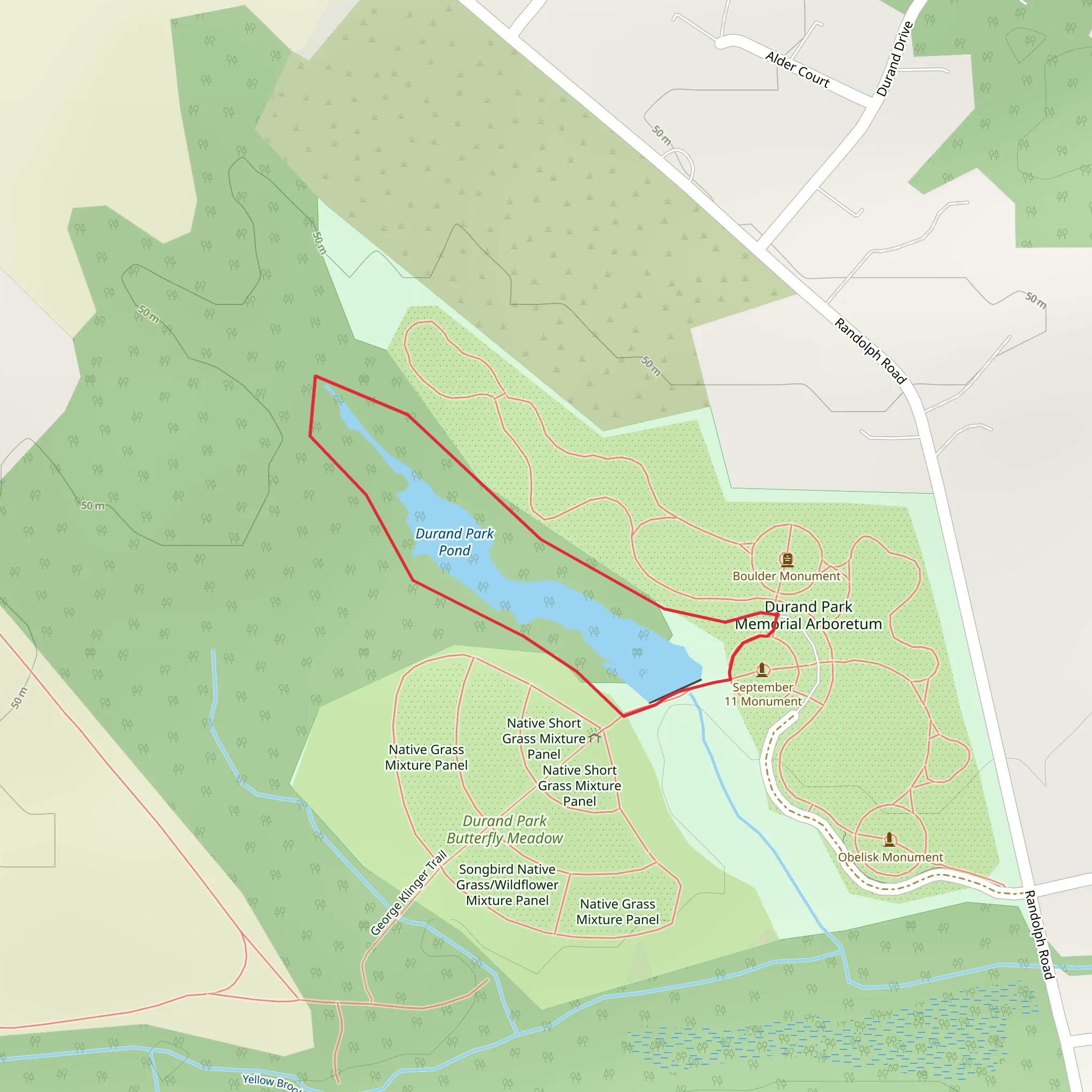 Durnad Park Pond Loop mobile static map