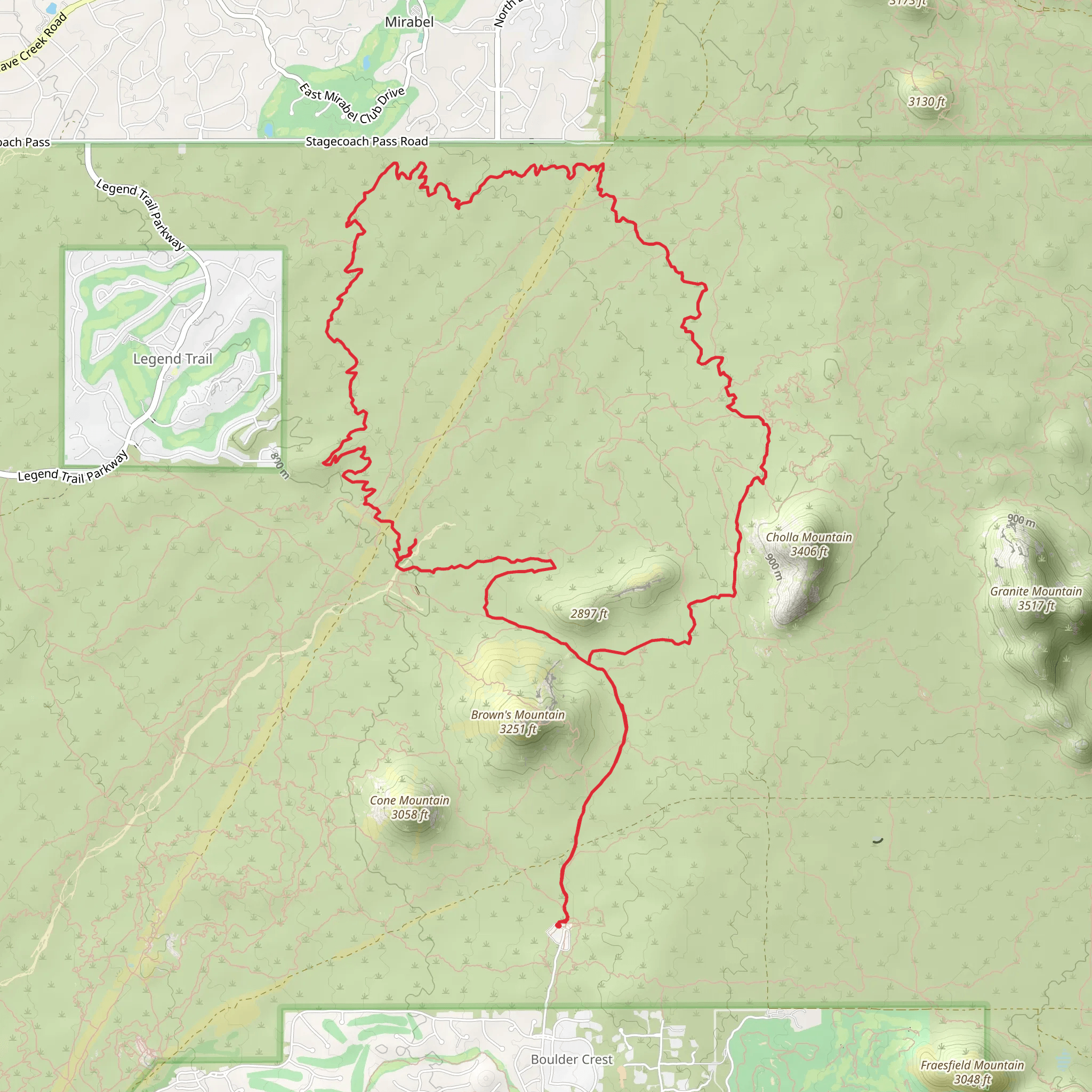 Corral Trail, Stagecoach Trail and Buckshot Loop Trail mobile static map
