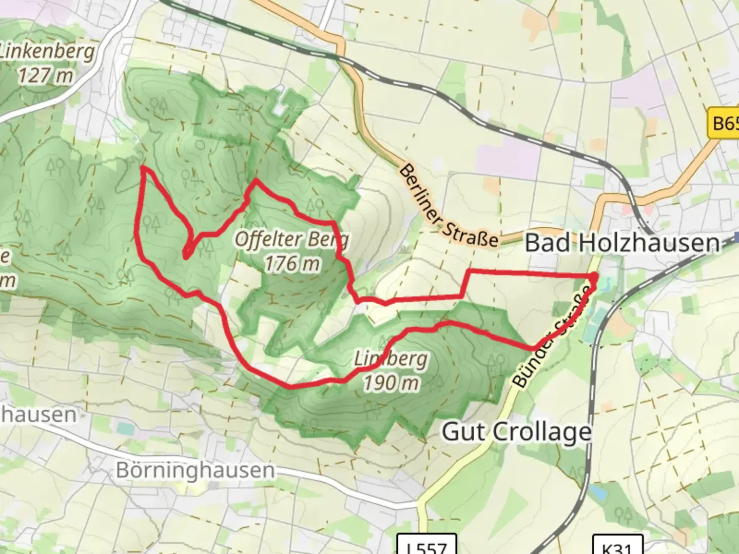 An image depicting the trail Kurwanderweg and Sonnenweg and its surrounding area.