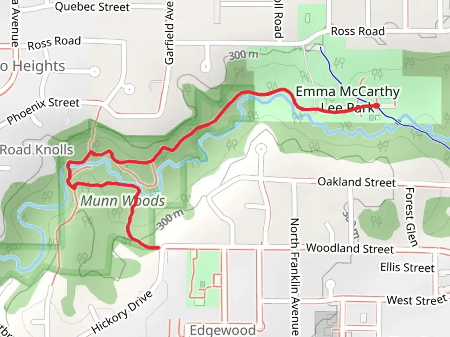 An image depicting the trail Clear Creek and Munn Woods Walk and its surrounding area.
