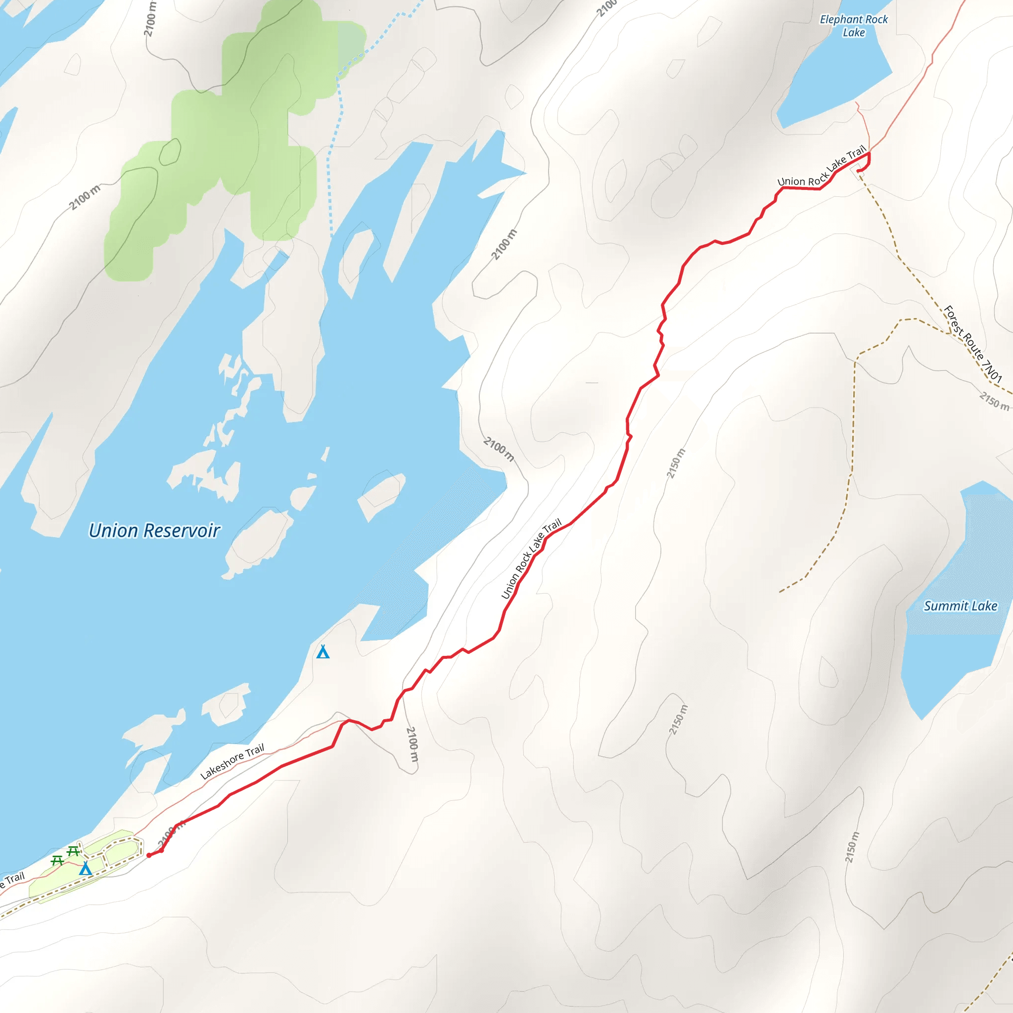 Union Rock Lake Trail mobile static map