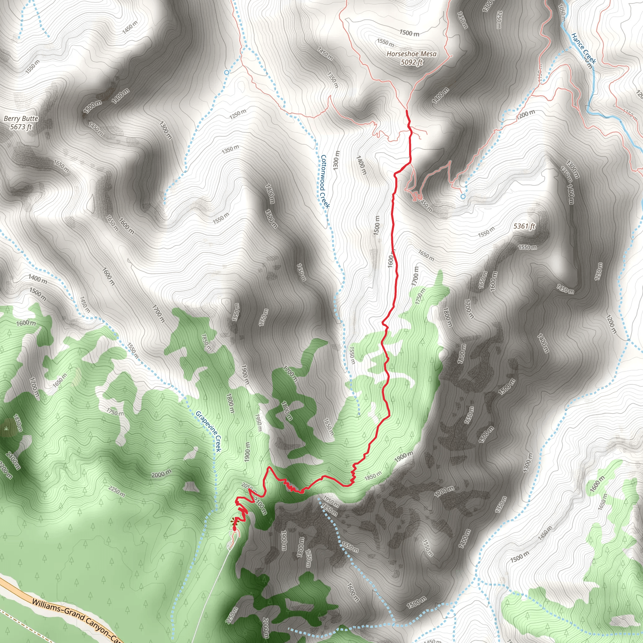 Grandview Point to Horseshoe Mesa Trail mobile static map