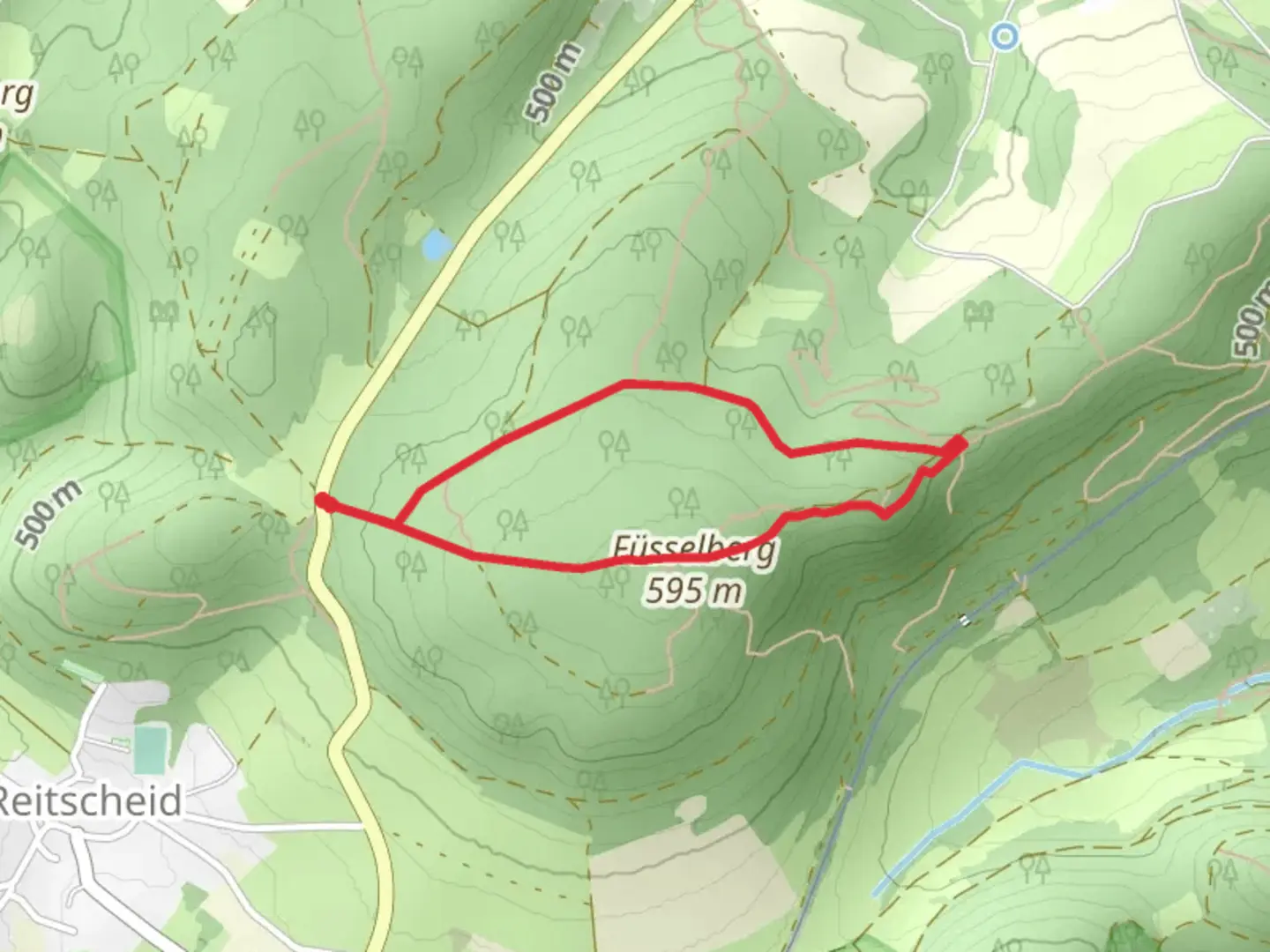 An image depicting the trail Füsselberg Loop and its surrounding area.