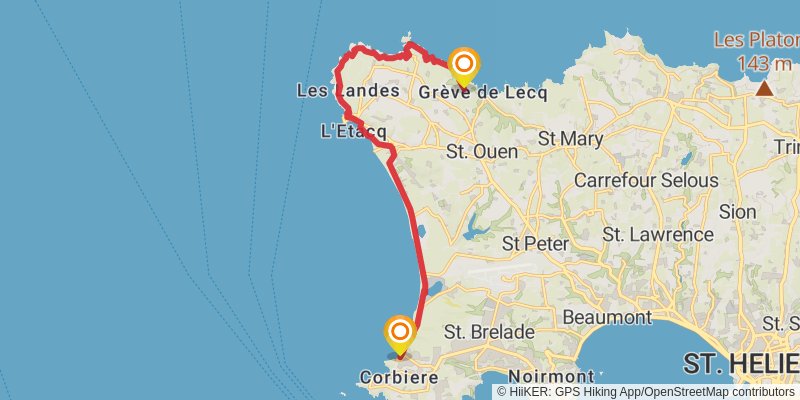 Jersey Coast Path stage 2 Map