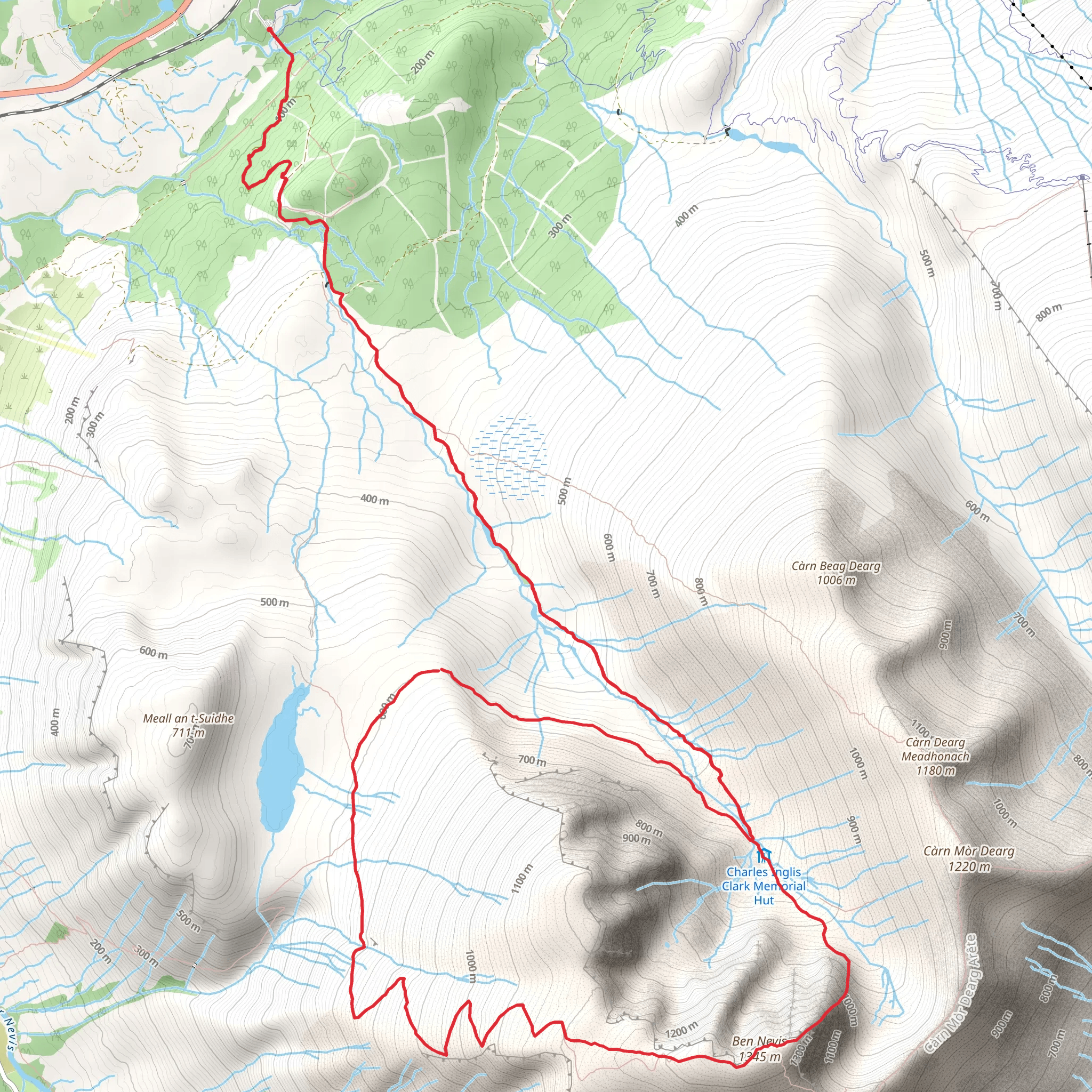 Ben Nevis - North East Buttress via Raeburn's Arete Circuit mobile static map