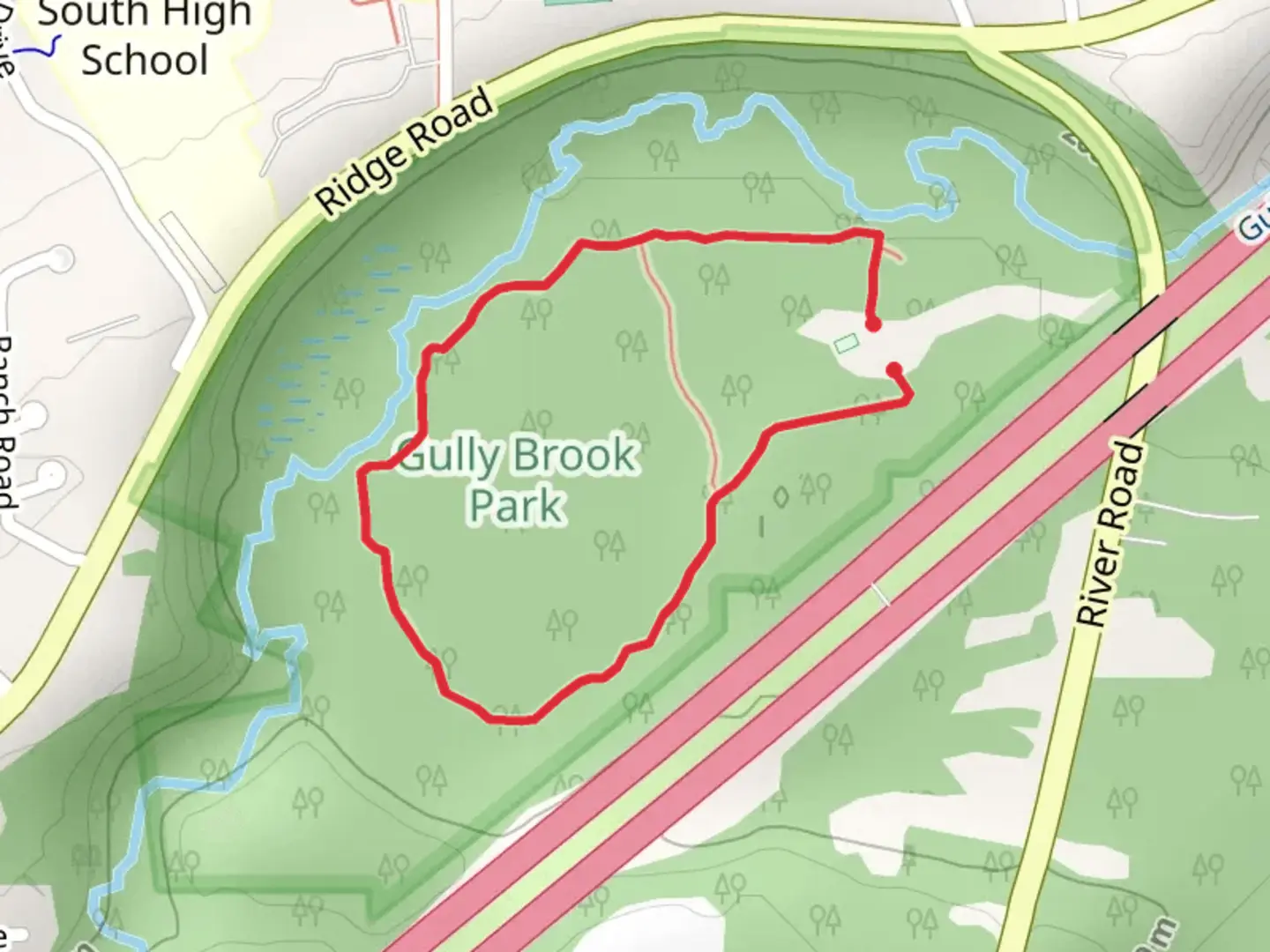 An image depicting the trail Gully Brook Valley Loop Trail and its surrounding area.