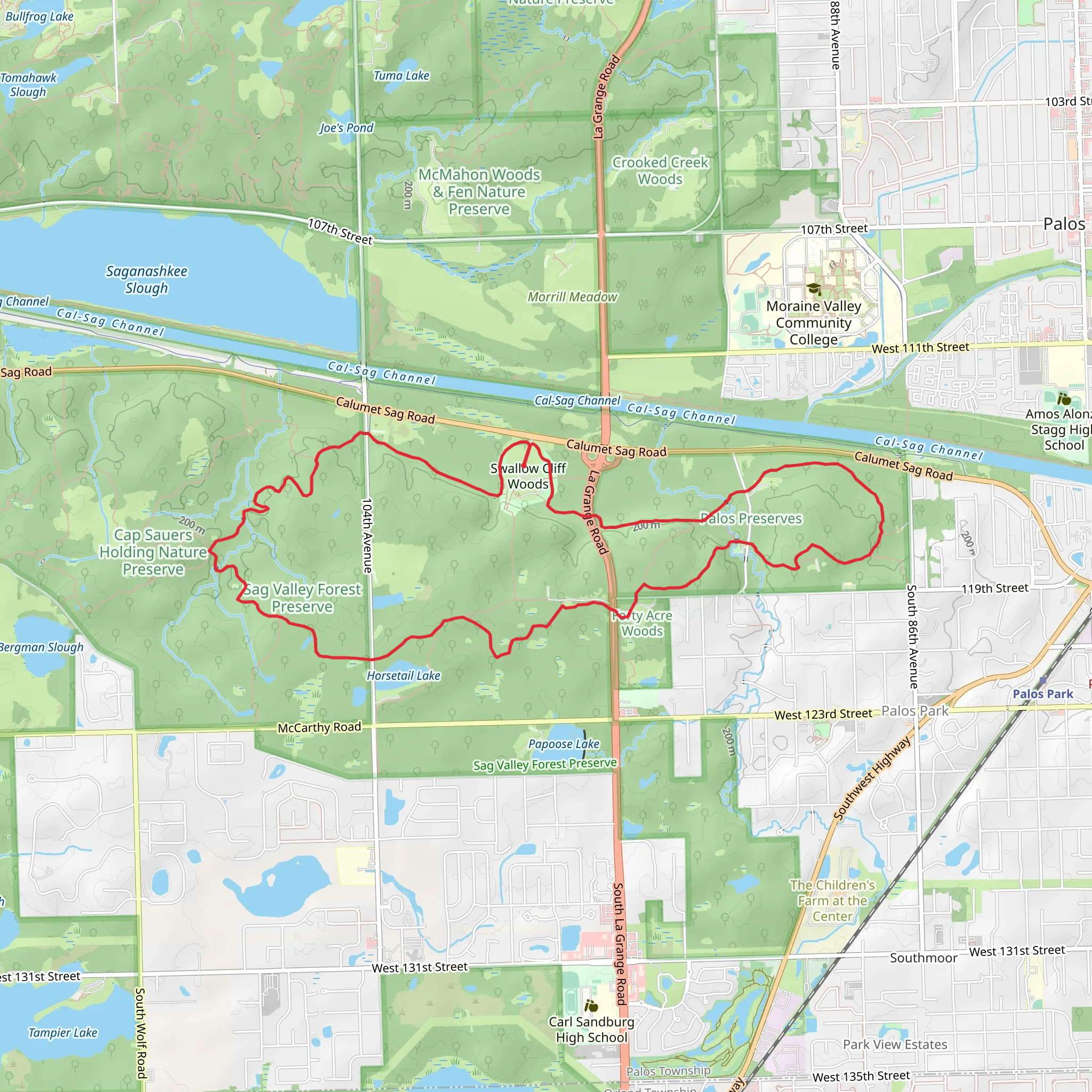 Swallow Cliffs and McClaughrey Park Loop mobile static map
