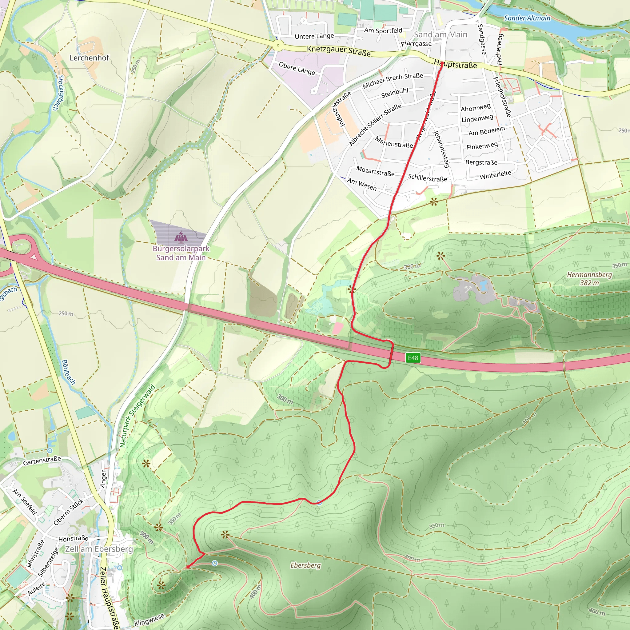 Sand am Main to Ebersberg Walk mobile static map