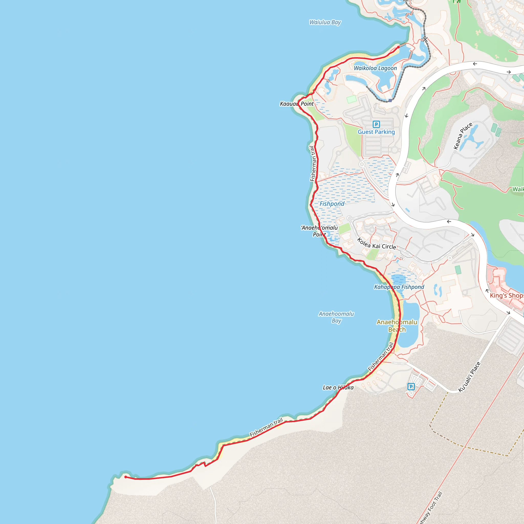 Anaehoomalu Beach via Fisherman Trail mobile static map