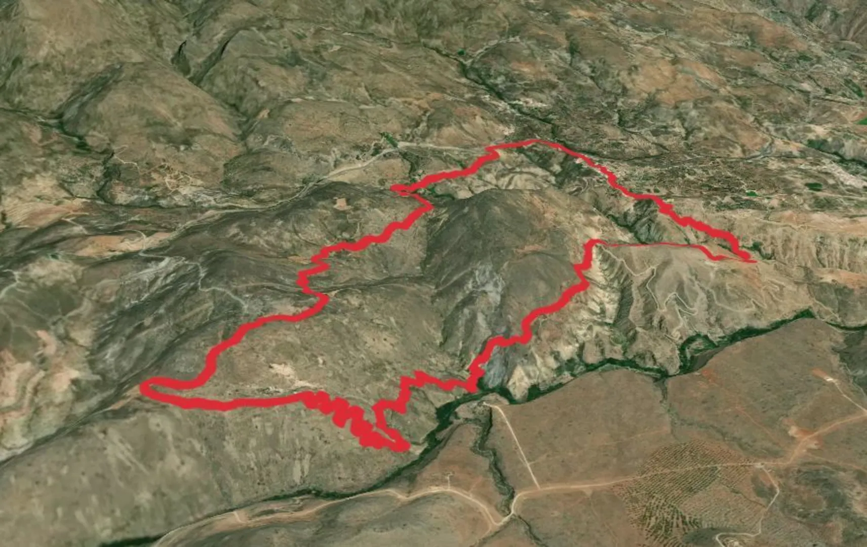 An image depicting the trail Bogaraya - Cacin - Minas de las Solana PR A 325 and its surrounding area.