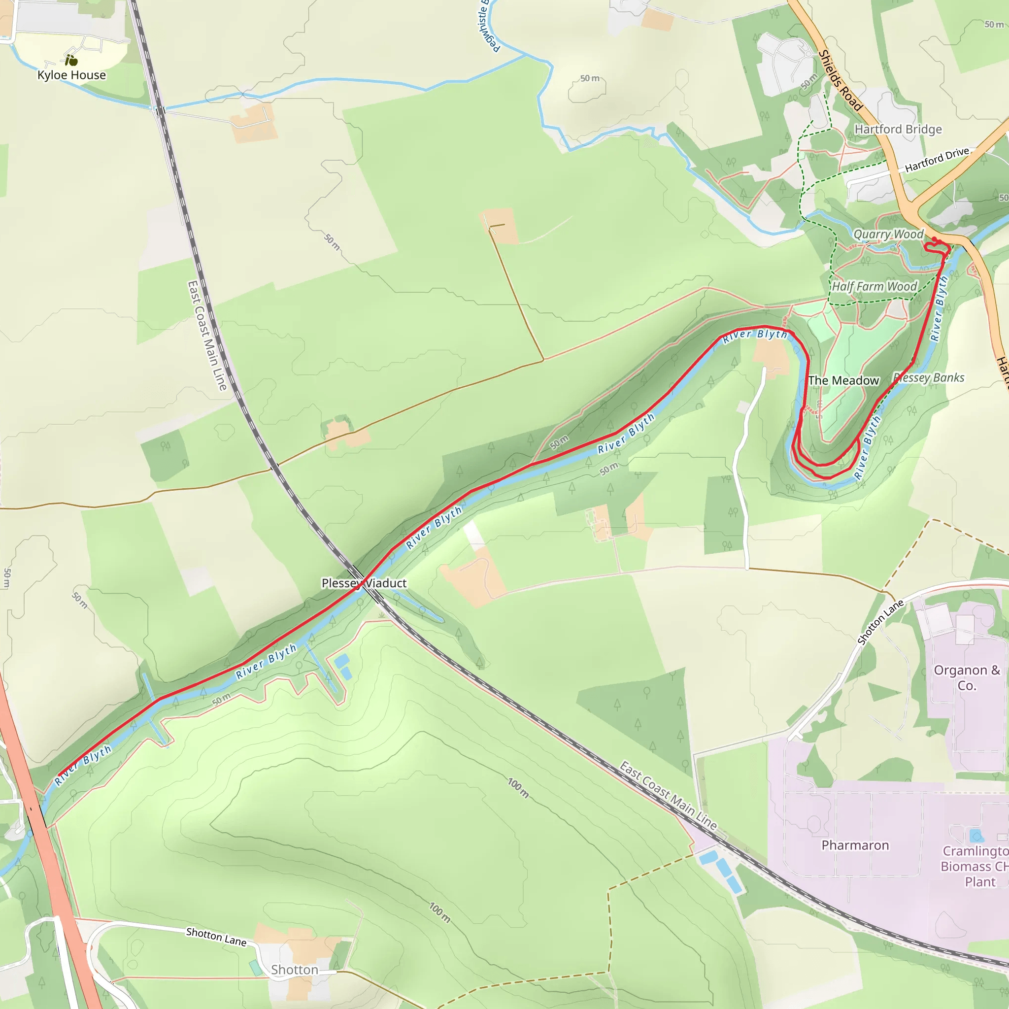 River Blyth and Plessey Woods Country Park mobile static map