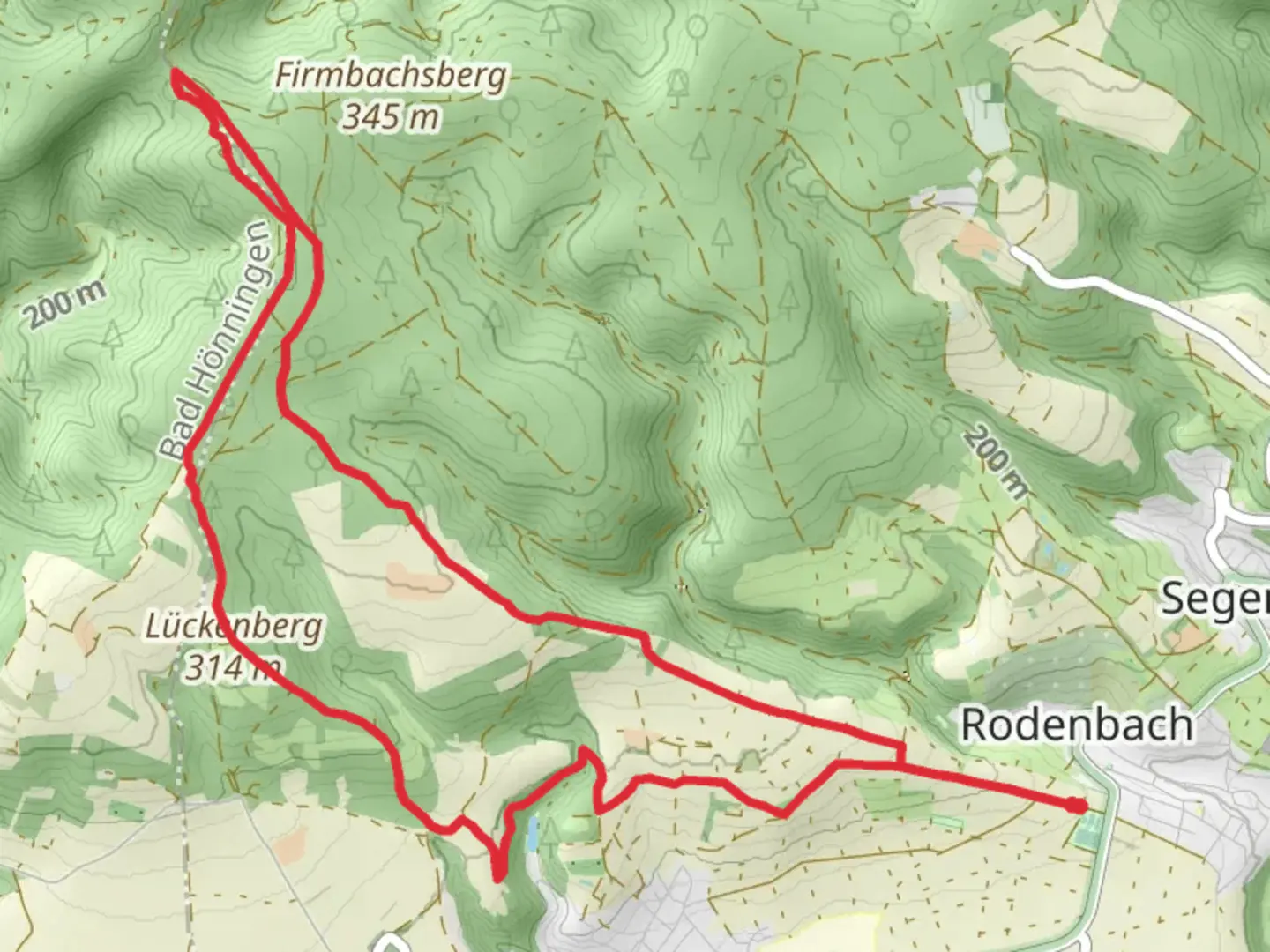 An image depicting the trail Limeswanderweg and Lueckenberg Loop and its surrounding area.