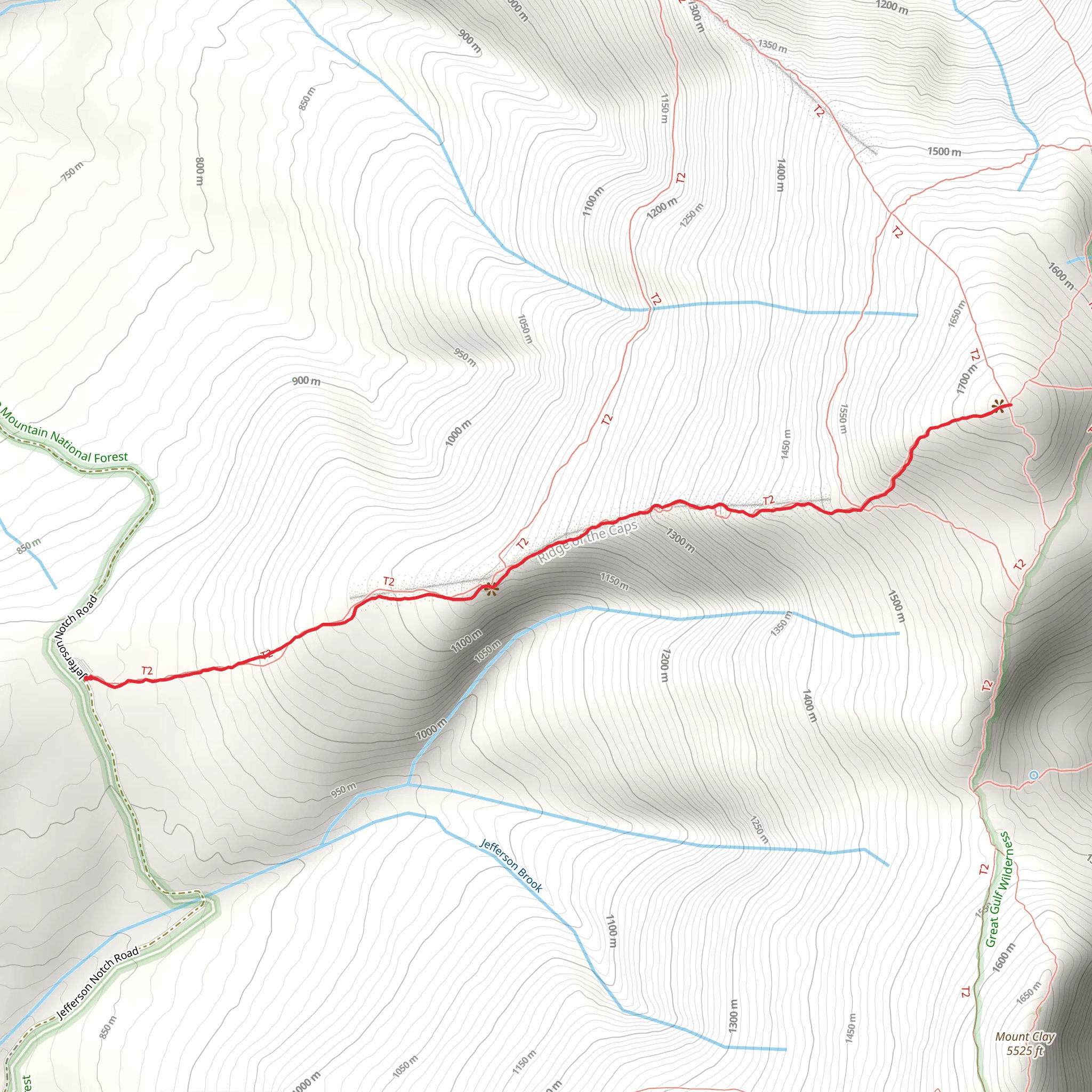 Caps Ridge Trail mobile static map