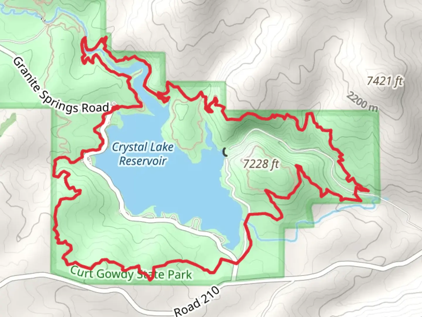An image depicting the trail Canyons and Crystal Ridge Loop - Crystal Lake Reservoir and its surrounding area.