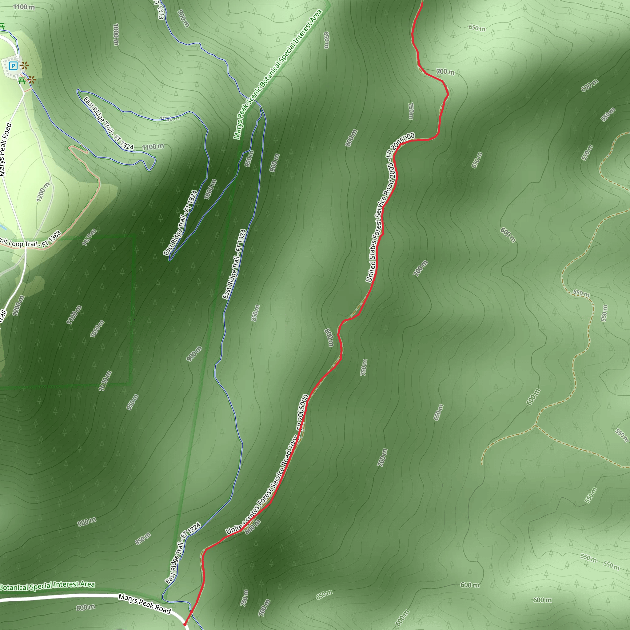 Forest Road - Marys Peak mobile static map