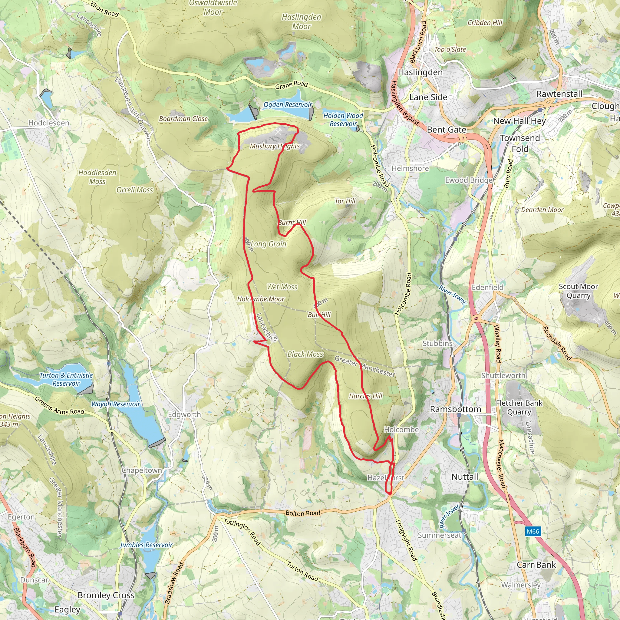 Millennium Bench, Harcles Hill, Burnt Hill via Rossendale Way mobile static map