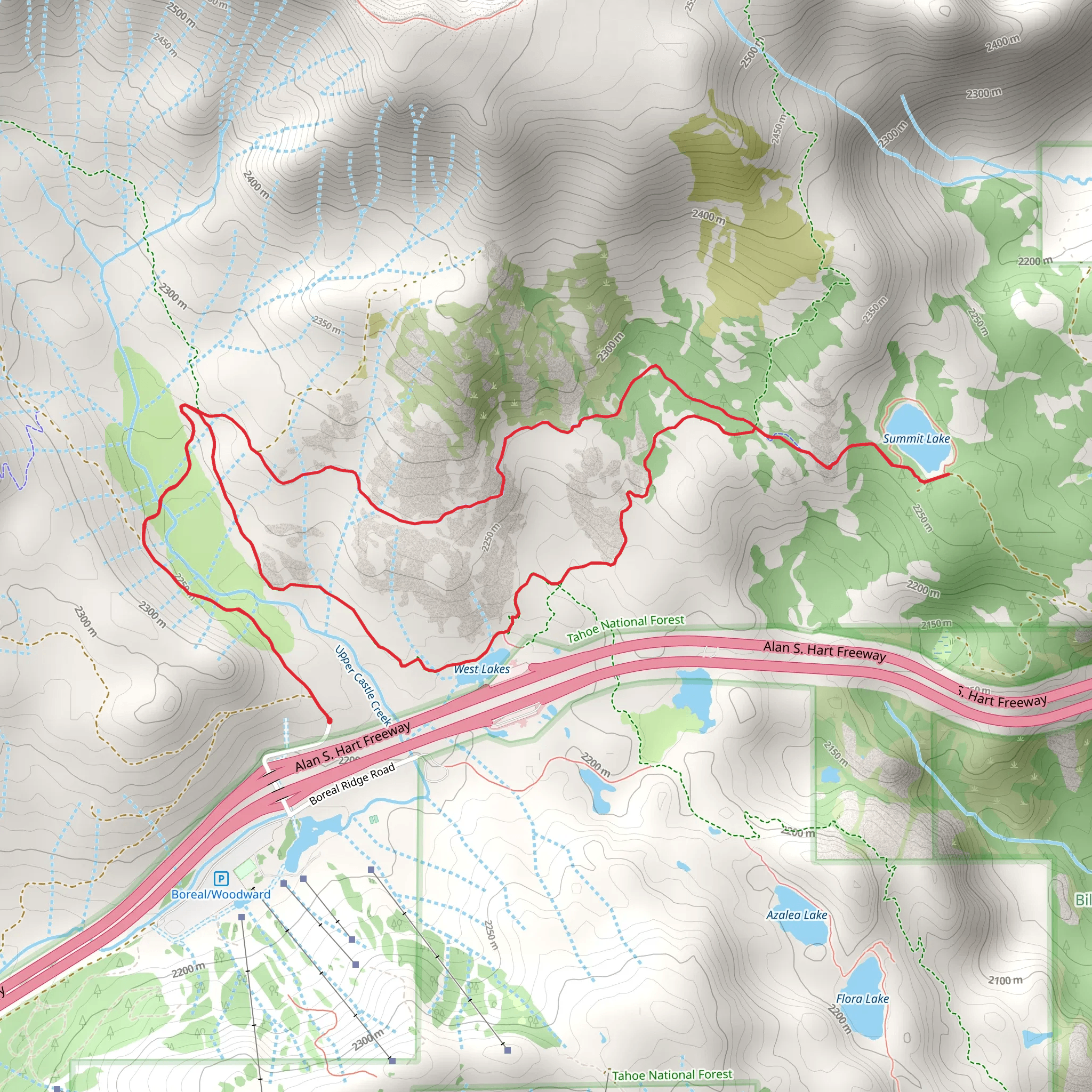 Donner Lake Rim, Summit Lake and West Lakes Loop Trail mobile static map