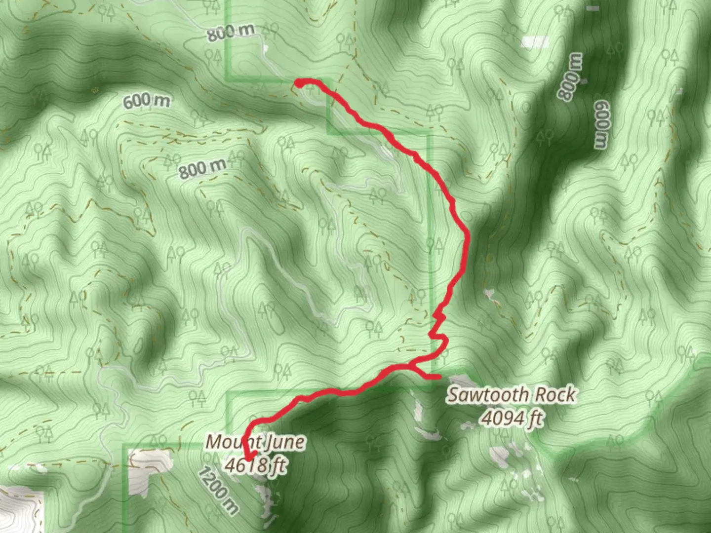 An image depicting the trail Mount June via Lost Creek Trail and its surrounding area.