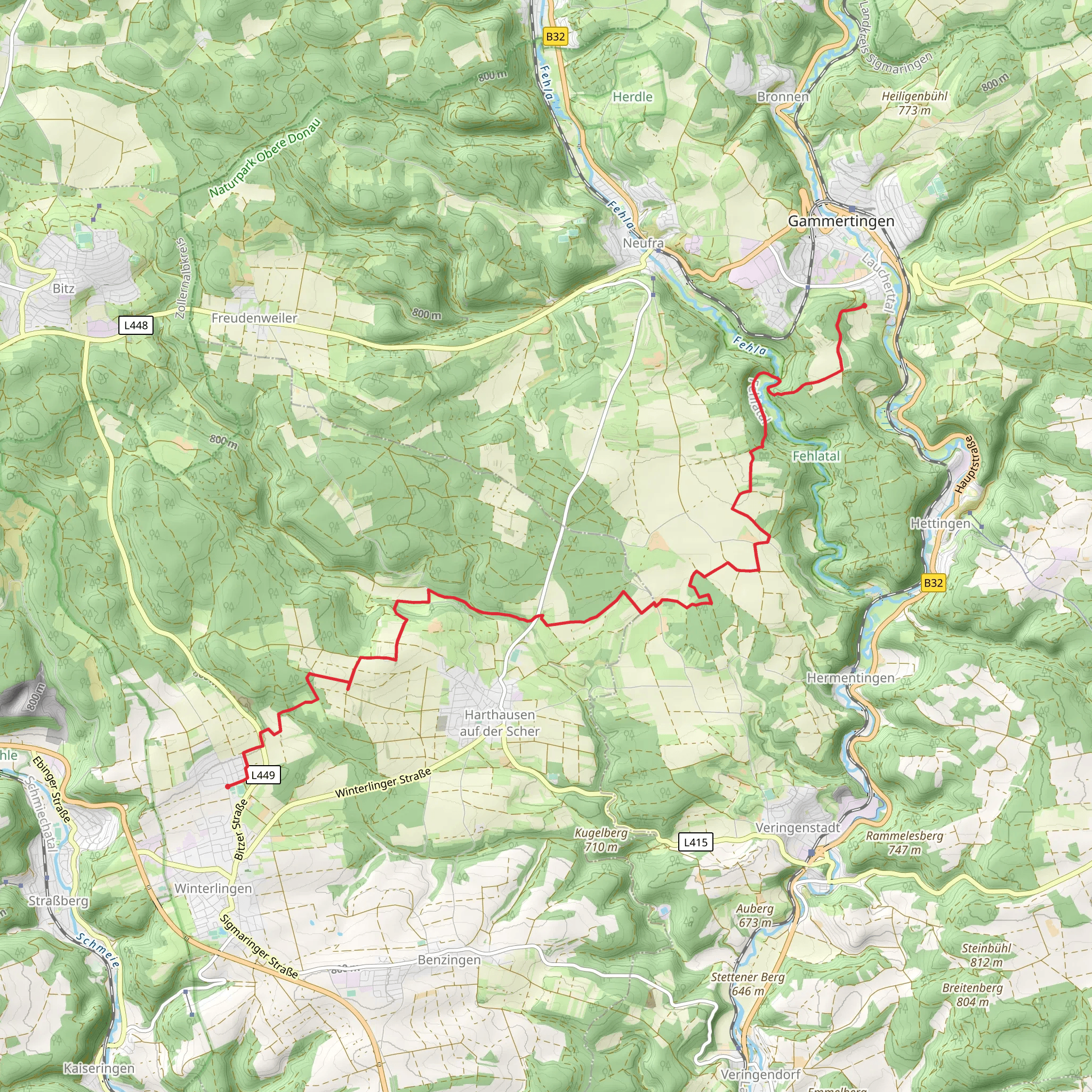 Gammertingen to Winterlingen Walk mobile static map