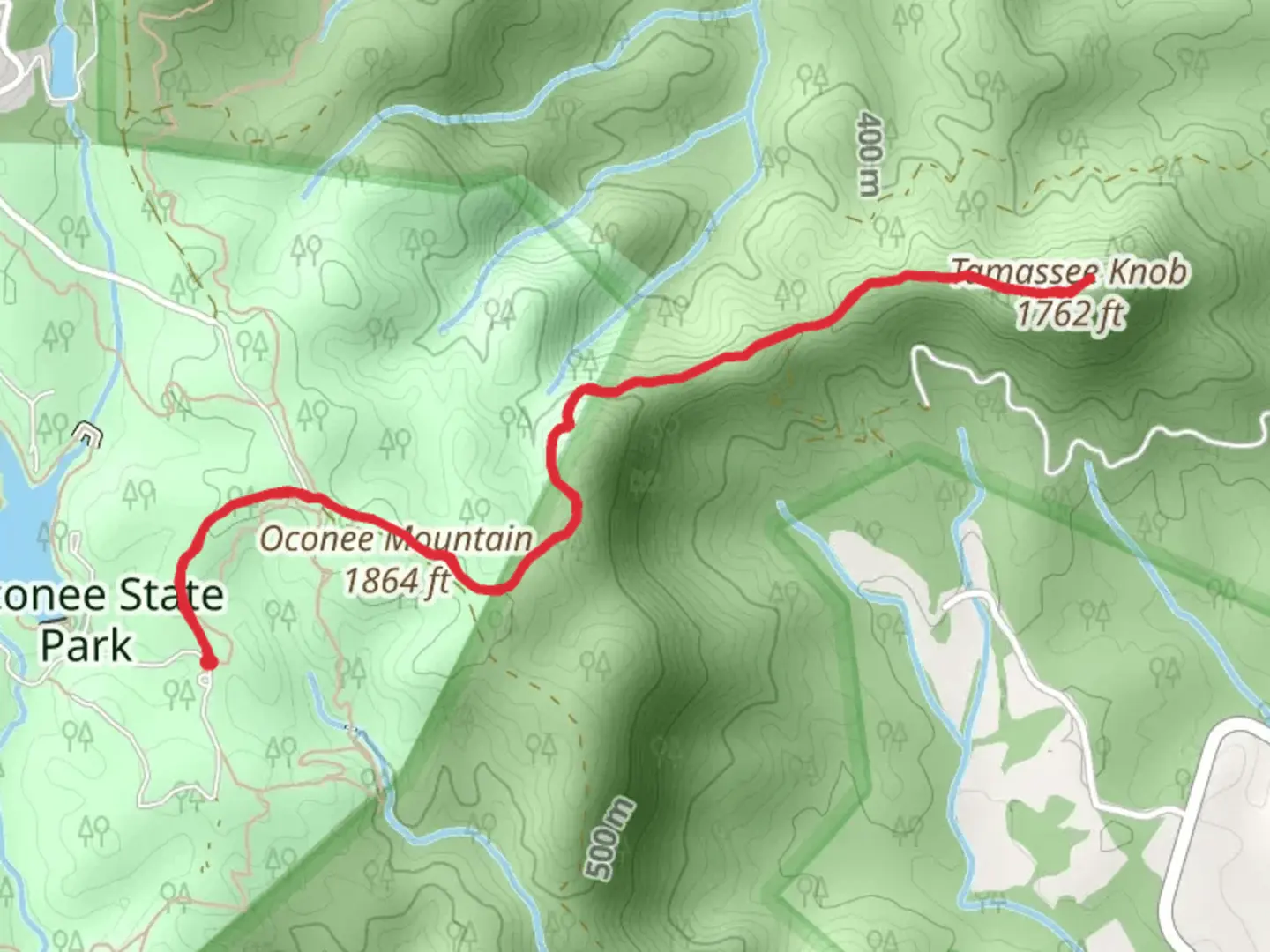 An image depicting the trail Tamassee Knob Trail and its surrounding area.