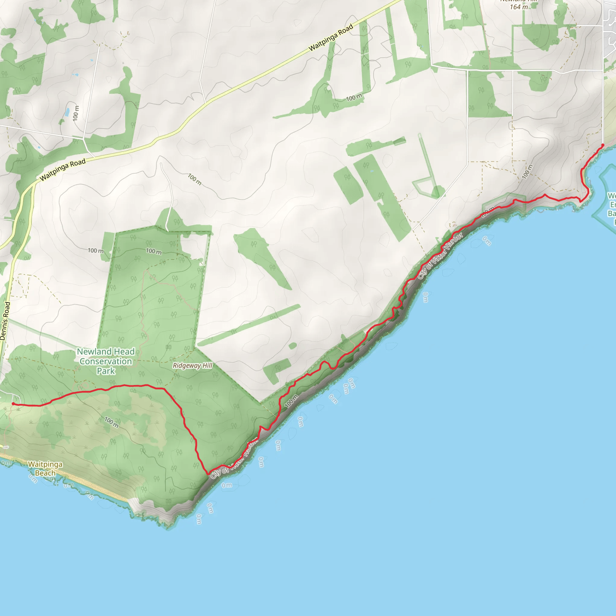 Waitpinga Cliffs to Kings Beach Track mobile static map