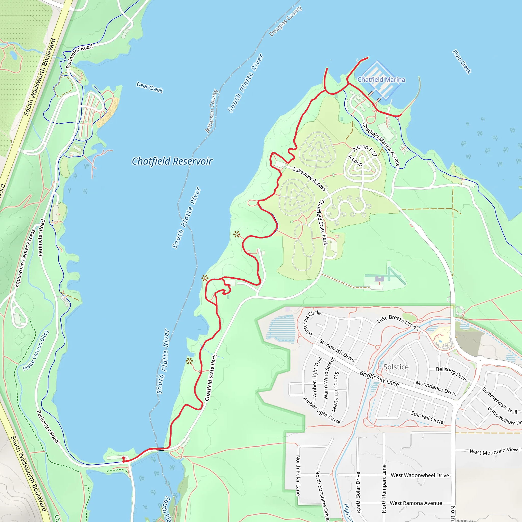 Chatfield Internal Trail mobile static map