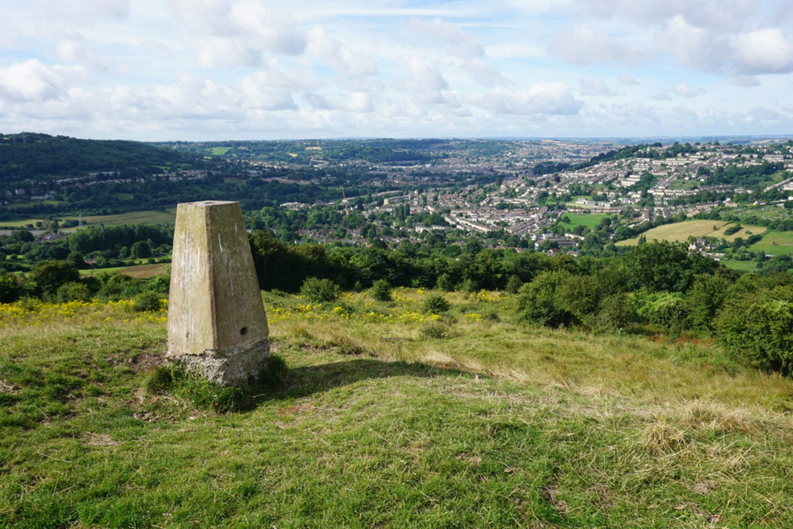 An image depicting the trail Little Solsbury Hill and its surrounding area.