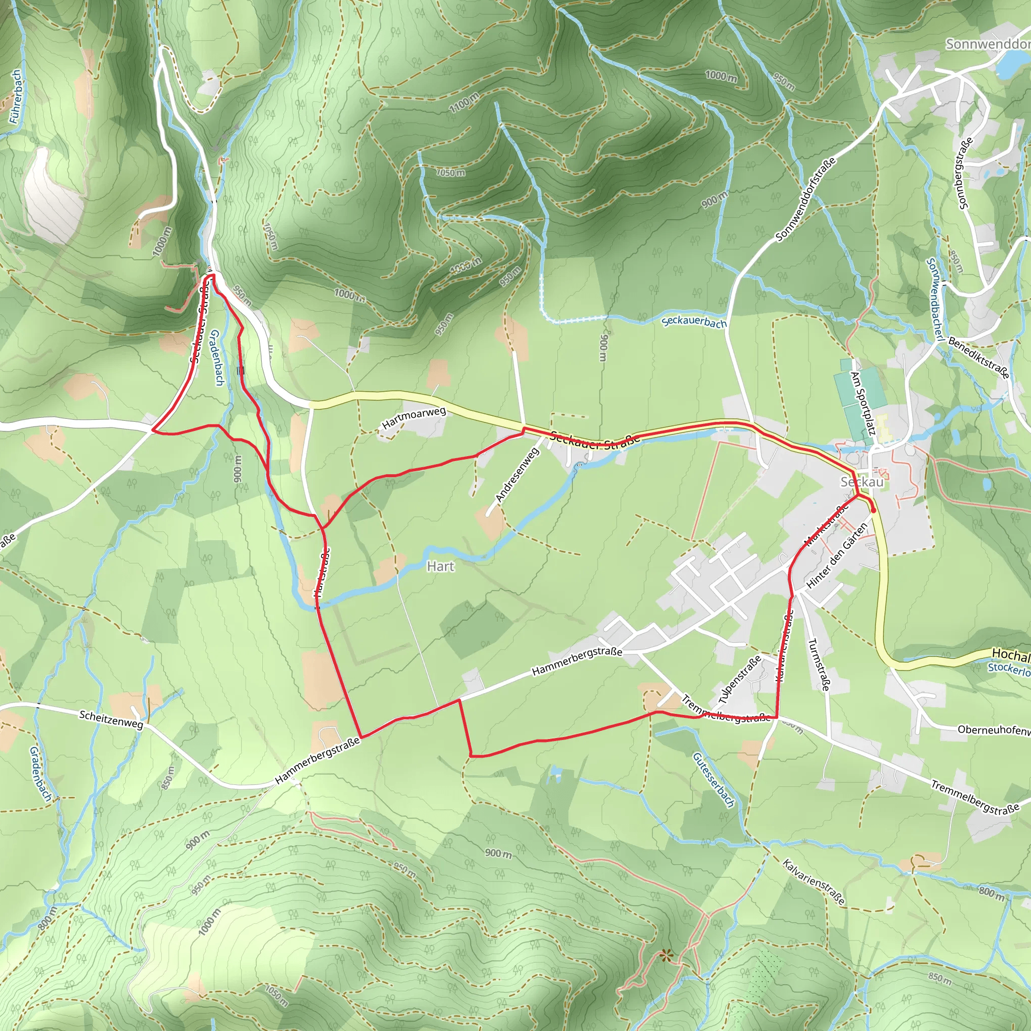 28c-Seckau - Steinmühle Rundwanderweg mobile static map