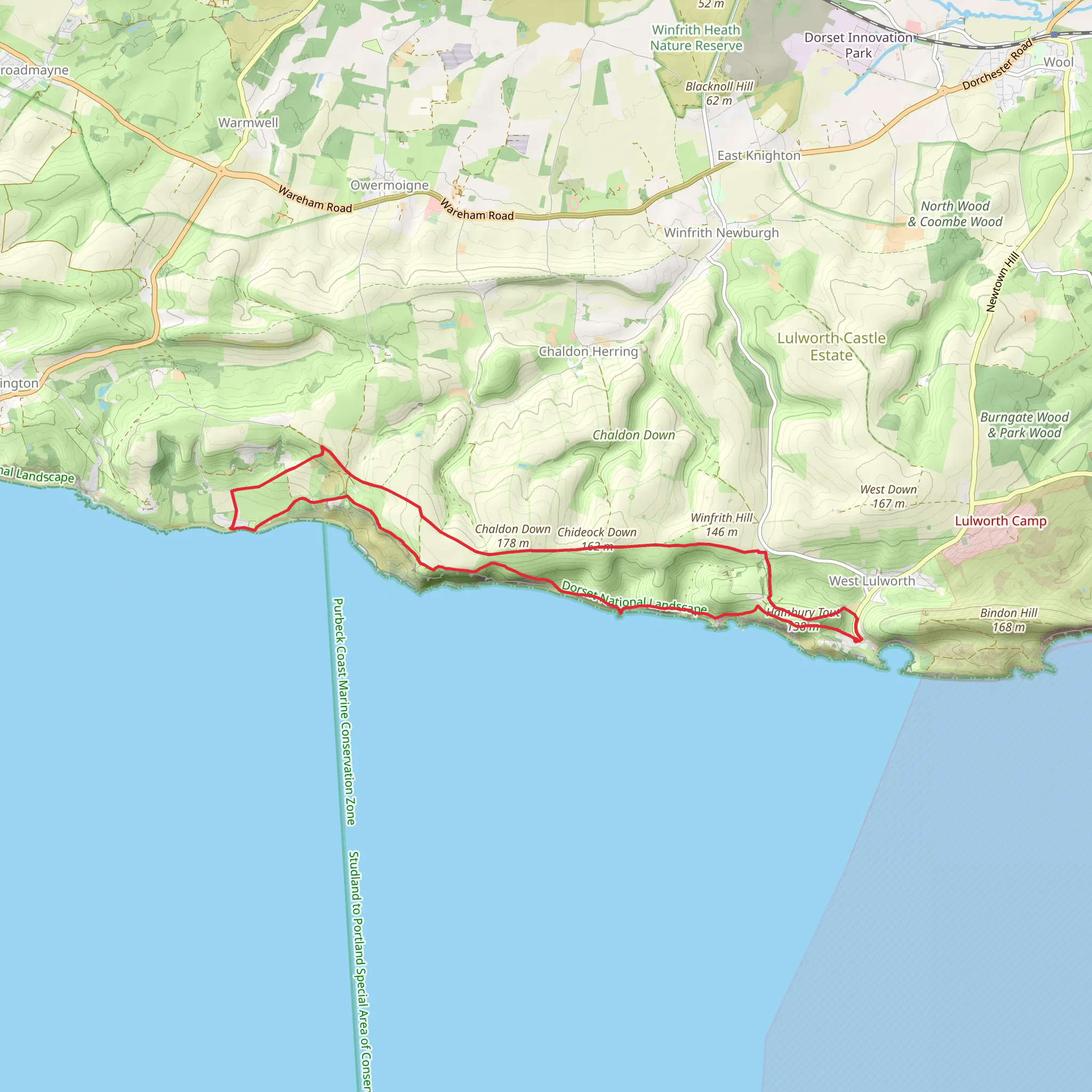 Hambury Tout, West Bottom, Bat's Hole and Durdle Door Loop via SWCP mobile static map