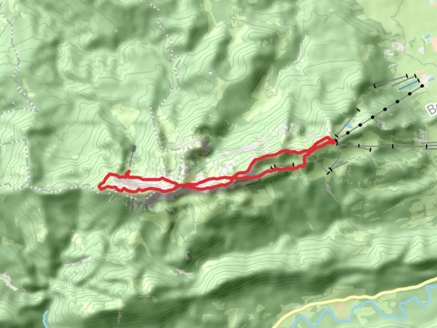 An image depicting the trail Via Alpina Purple and Idealhang Loop and its surrounding area.