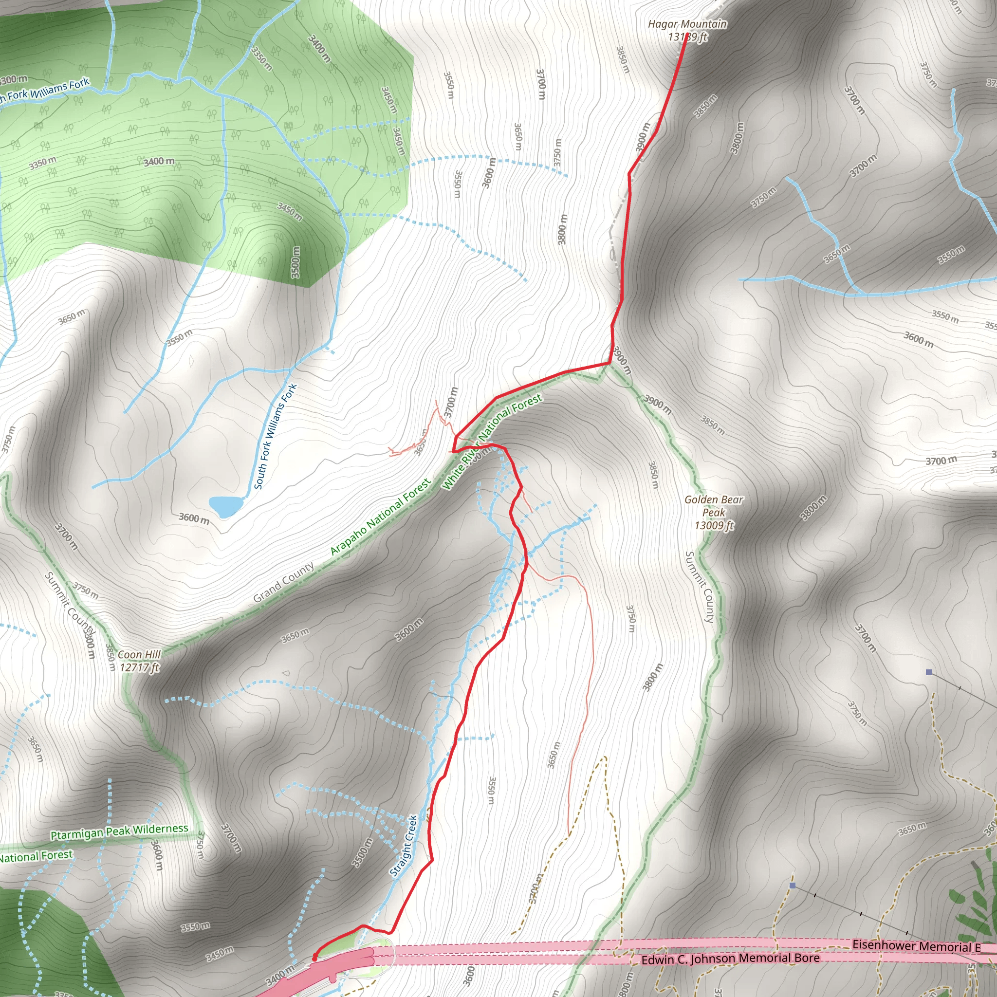 Hagar Mountain from Straight Creek mobile static map